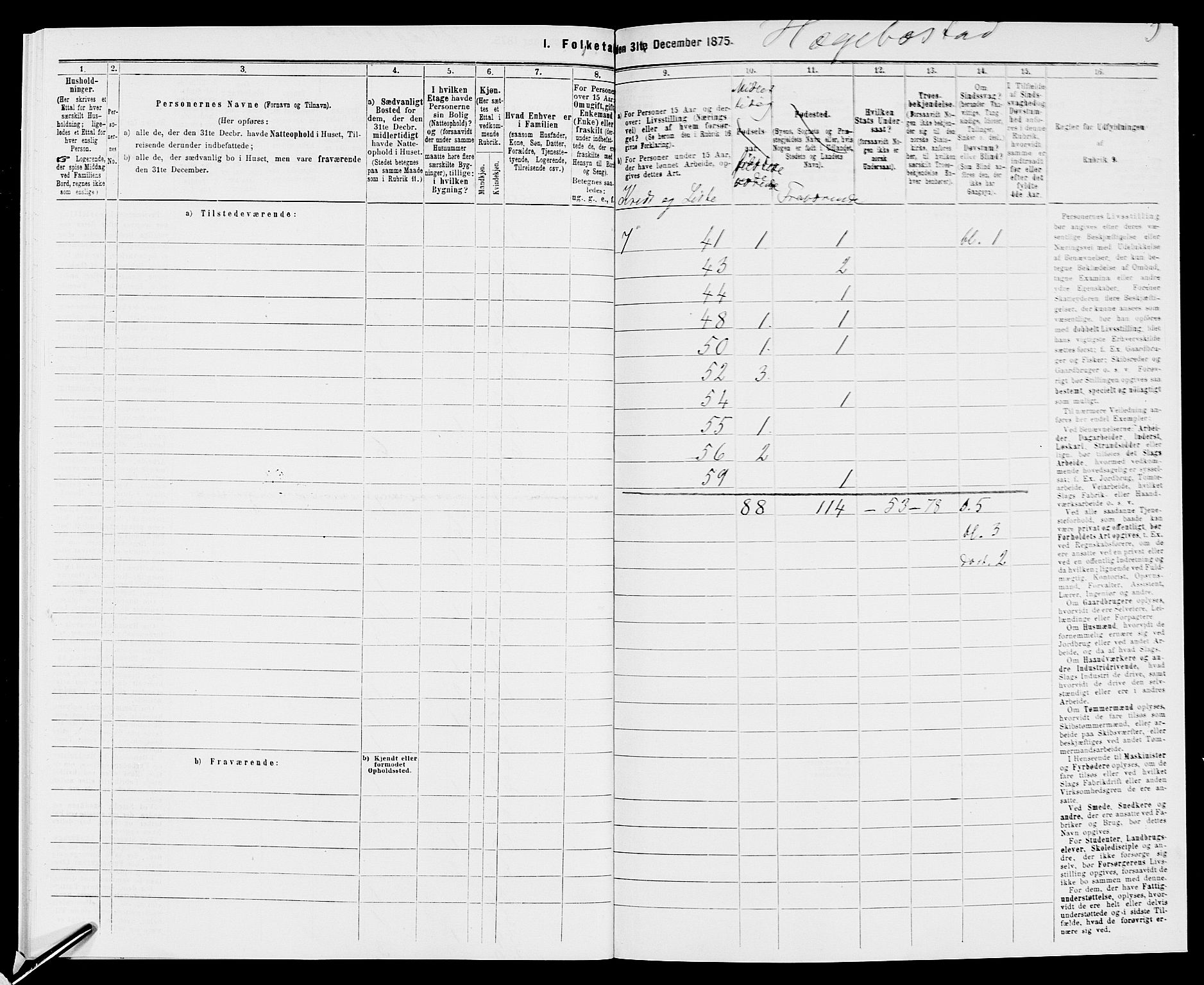 SAK, 1875 census for 1034P Hægebostad, 1875, p. 40