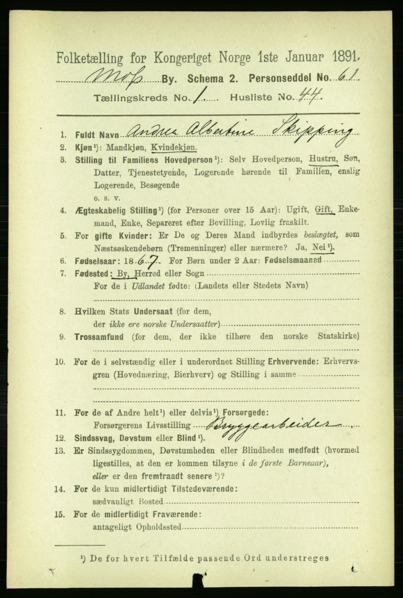 RA, 1891 census for 0104 Moss, 1891, p. 2007