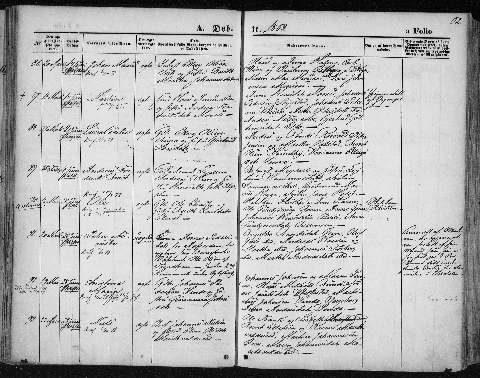 Ministerialprotokoller, klokkerbøker og fødselsregistre - Nord-Trøndelag, AV/SAT-A-1458/723/L0241: Parish register (official) no. 723A10, 1860-1869, p. 62