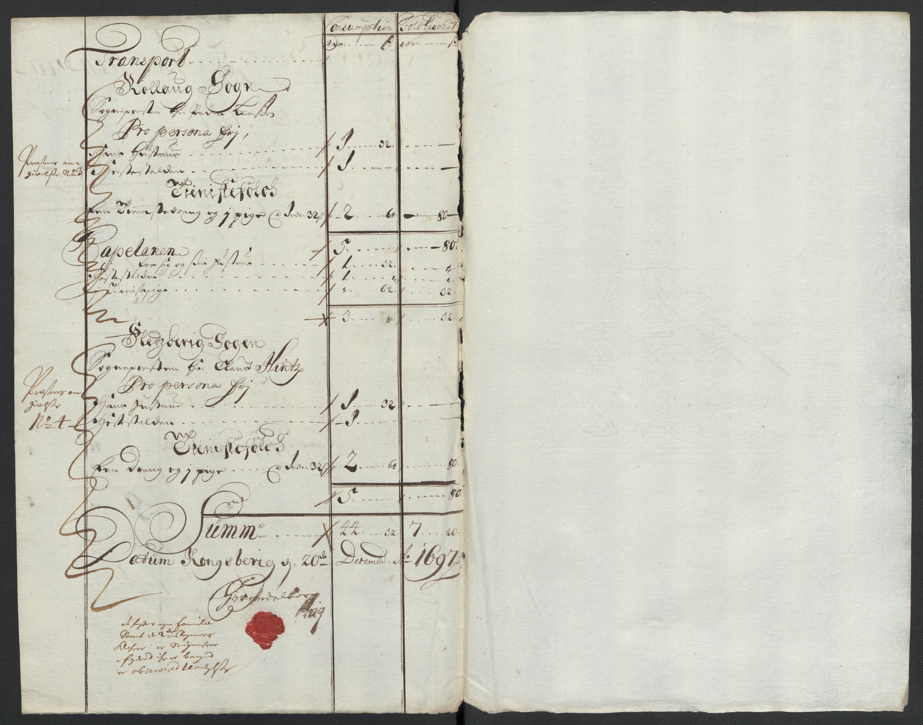 Rentekammeret inntil 1814, Reviderte regnskaper, Fogderegnskap, RA/EA-4092/R24/L1576: Fogderegnskap Numedal og Sandsvær, 1696-1697, p. 323