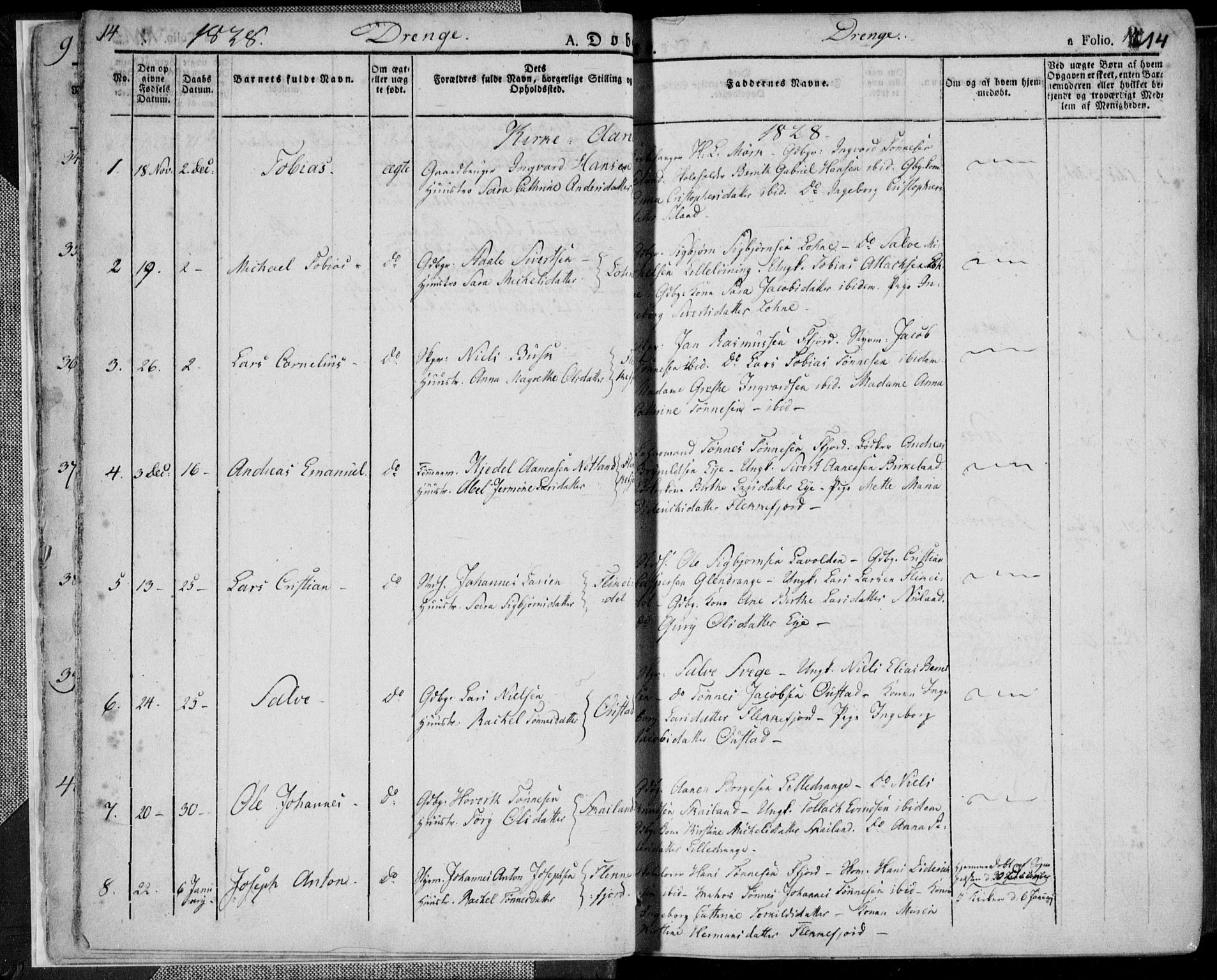 Flekkefjord sokneprestkontor, SAK/1111-0012/F/Fa/Fac/L0003: Parish register (official) no. A 3, 1826-1841, p. 14