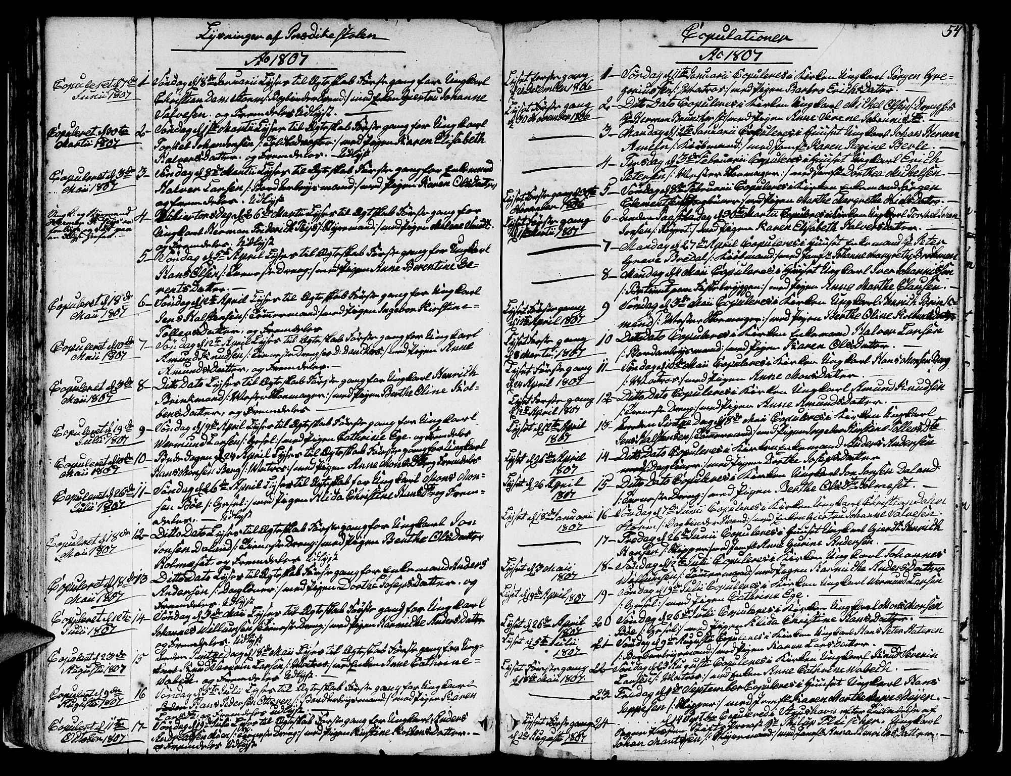 Nykirken Sokneprestembete, SAB/A-77101/H/Hab: Parish register (copy) no. A 2, 1782-1847, p. 54
