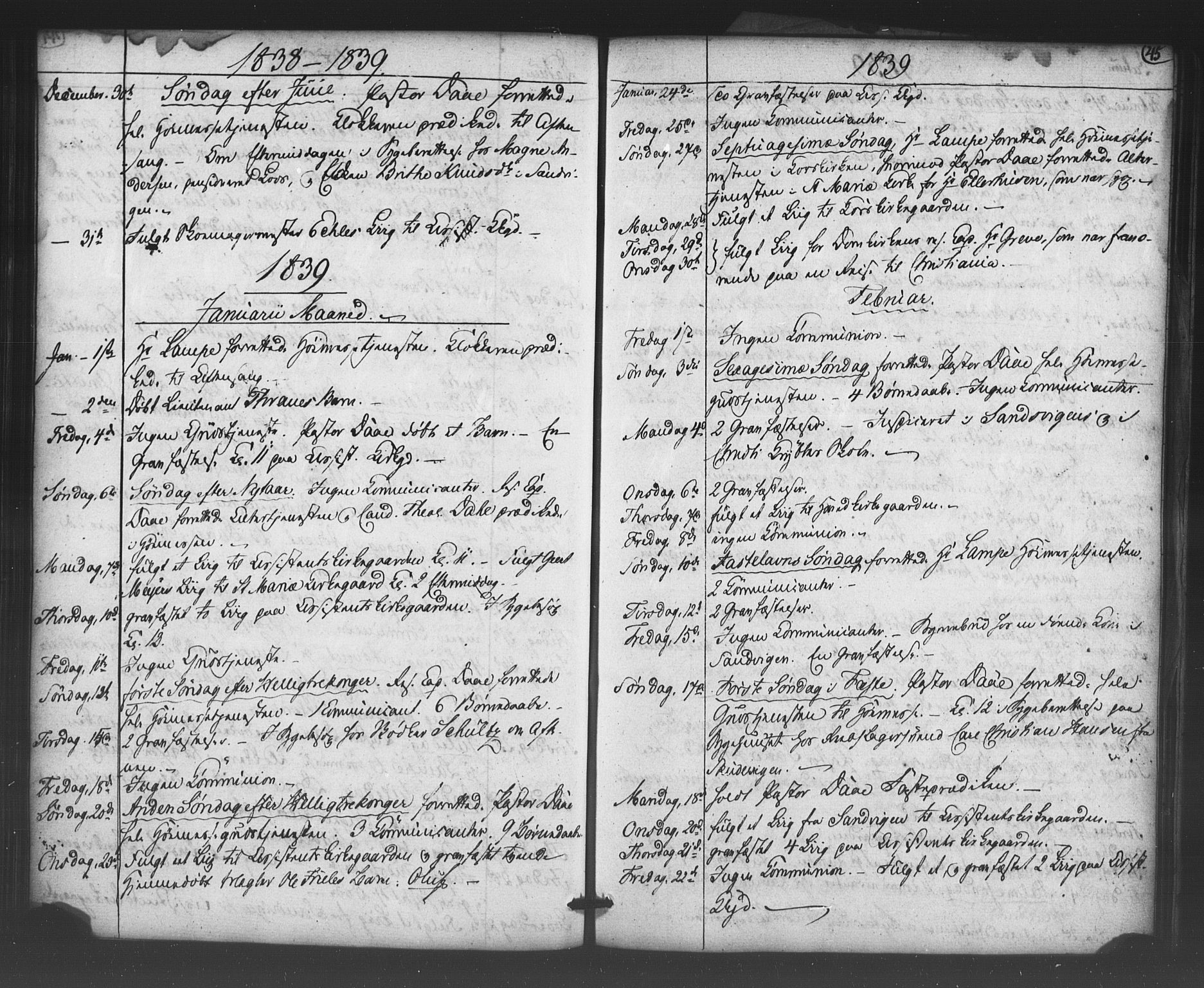 Korskirken sokneprestembete, AV/SAB-A-76101/H/Haa/L0066: Curate's parish register no. A 1, 1826-1843, p. 45