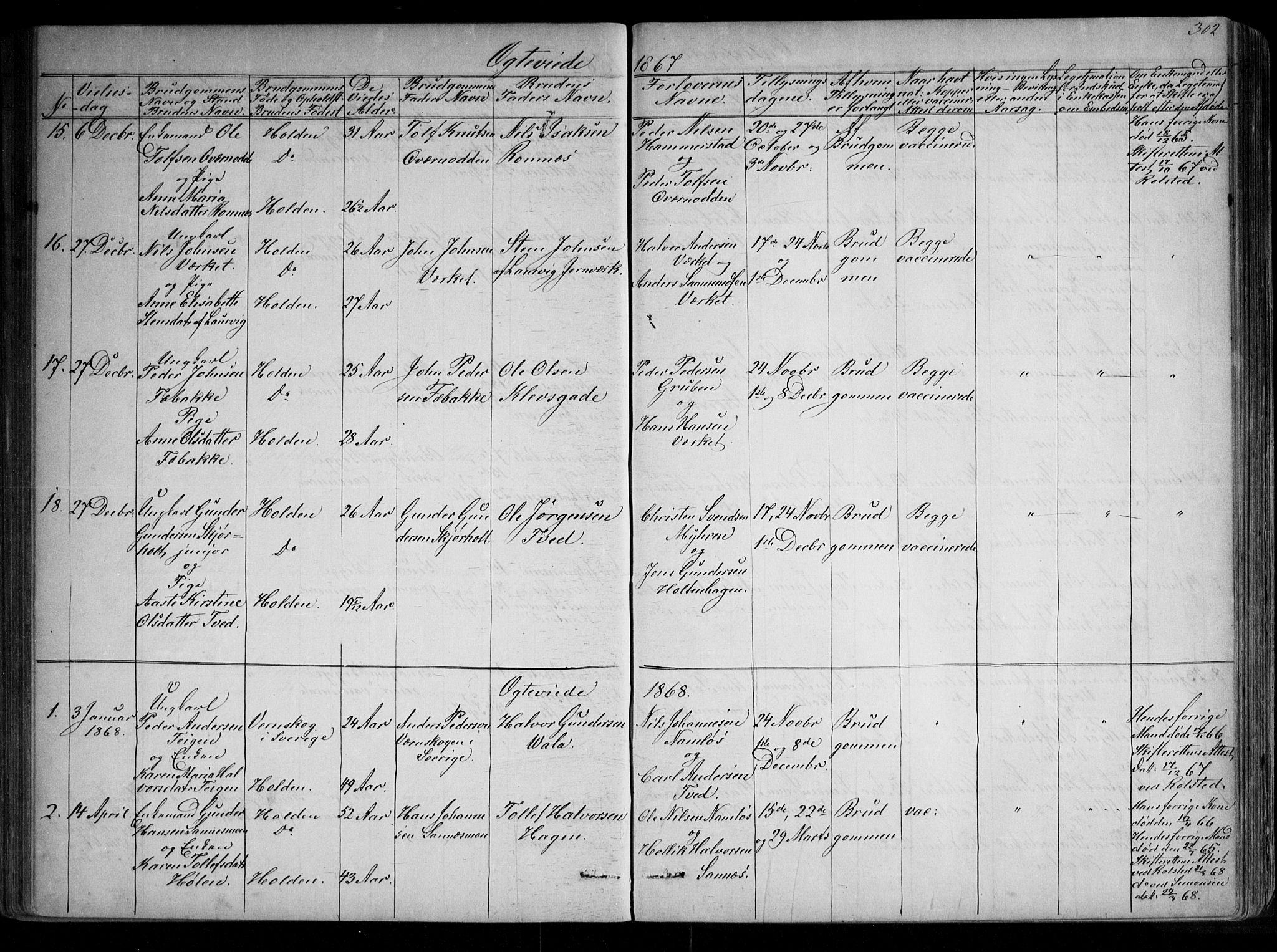Holla kirkebøker, SAKO/A-272/G/Ga/L0004: Parish register (copy) no. I 4, 1867-1890, p. 302