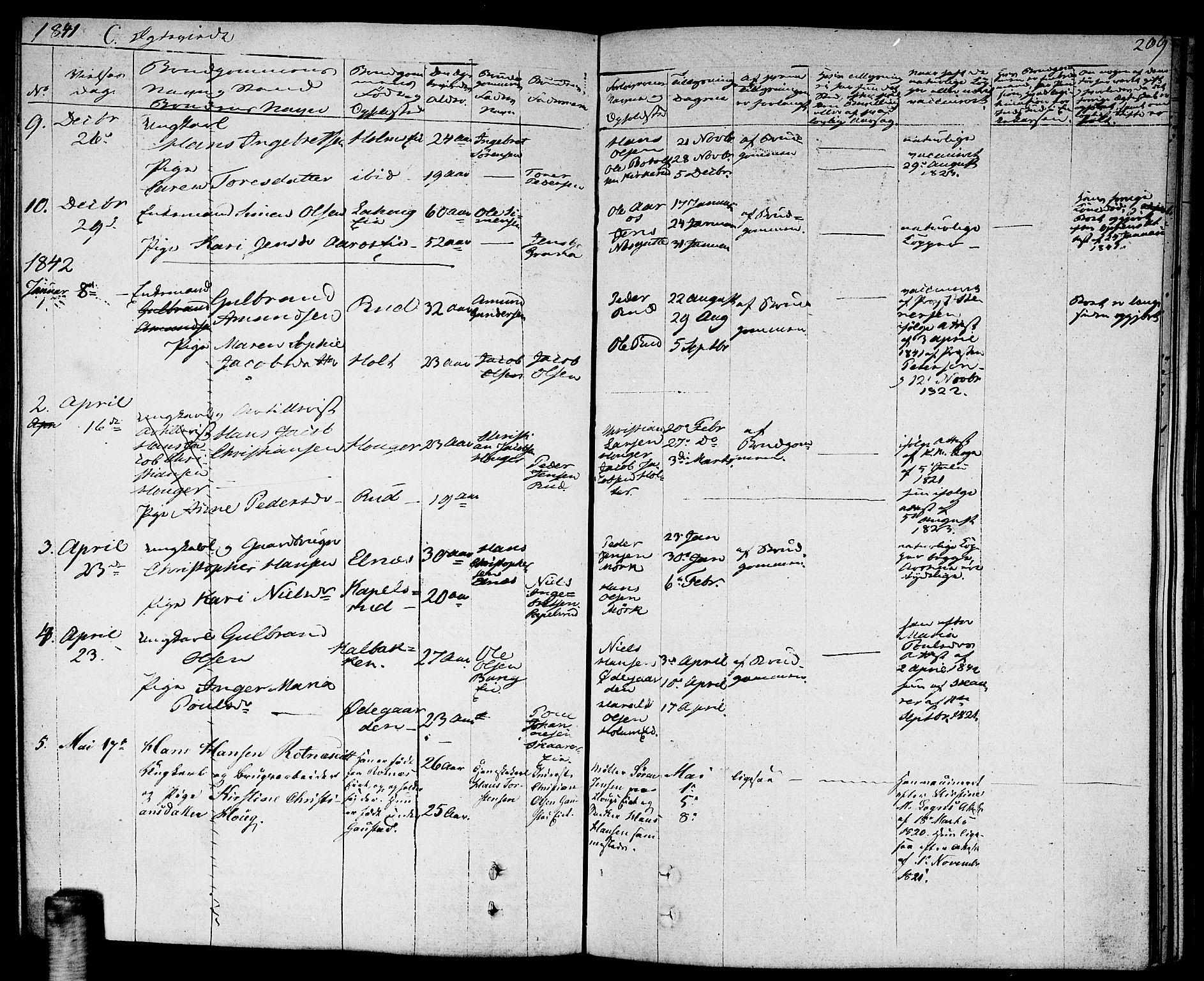 Nittedal prestekontor Kirkebøker, SAO/A-10365a/F/Fa/L0004: Parish register (official) no. I 4, 1836-1849, p. 209