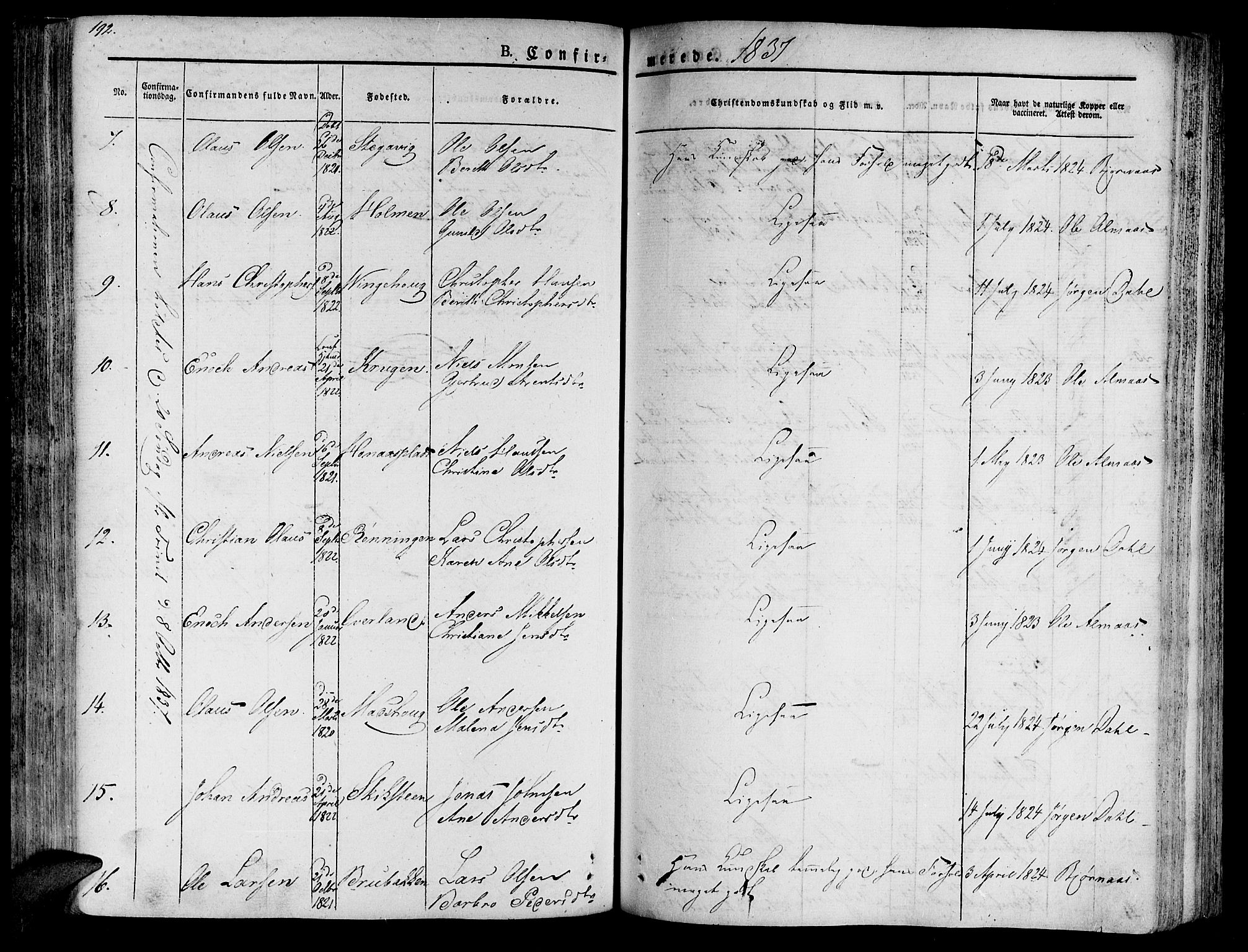 Ministerialprotokoller, klokkerbøker og fødselsregistre - Nord-Trøndelag, SAT/A-1458/701/L0006: Parish register (official) no. 701A06, 1825-1841, p. 192