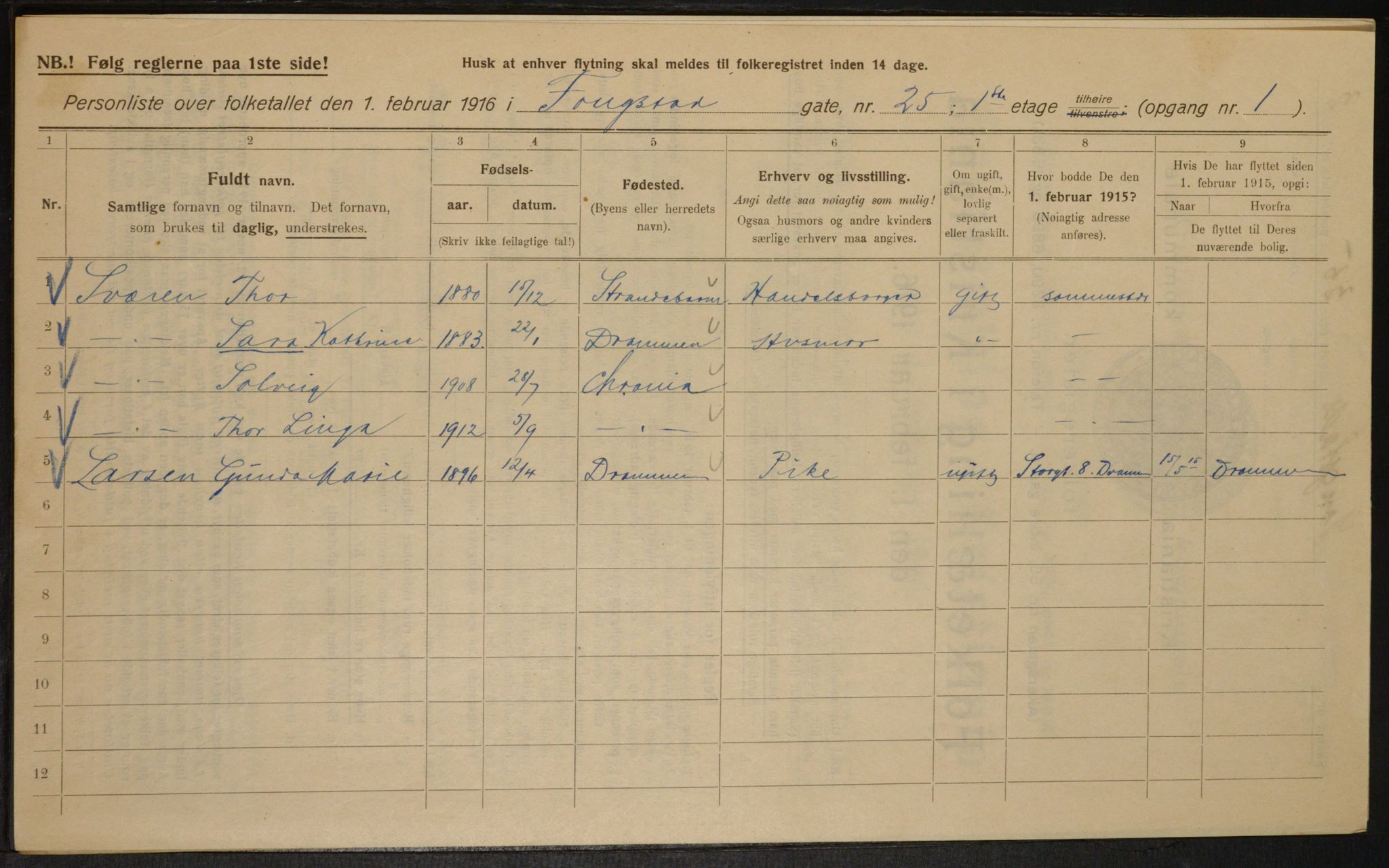 OBA, Municipal Census 1916 for Kristiania, 1916, p. 25787