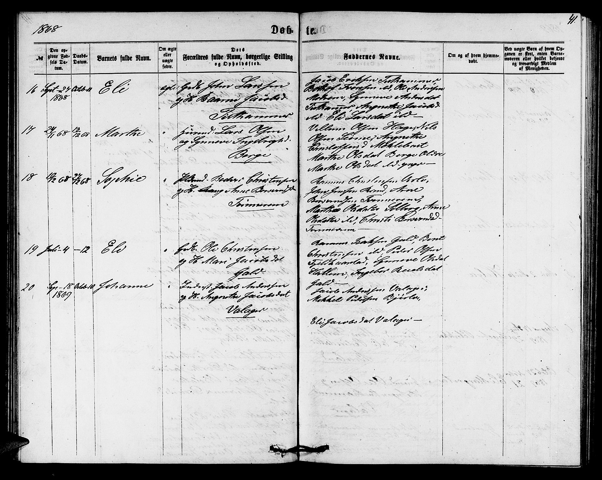 Innvik sokneprestembete, SAB/A-80501: Parish register (copy) no. C 2, 1864-1882, p. 41