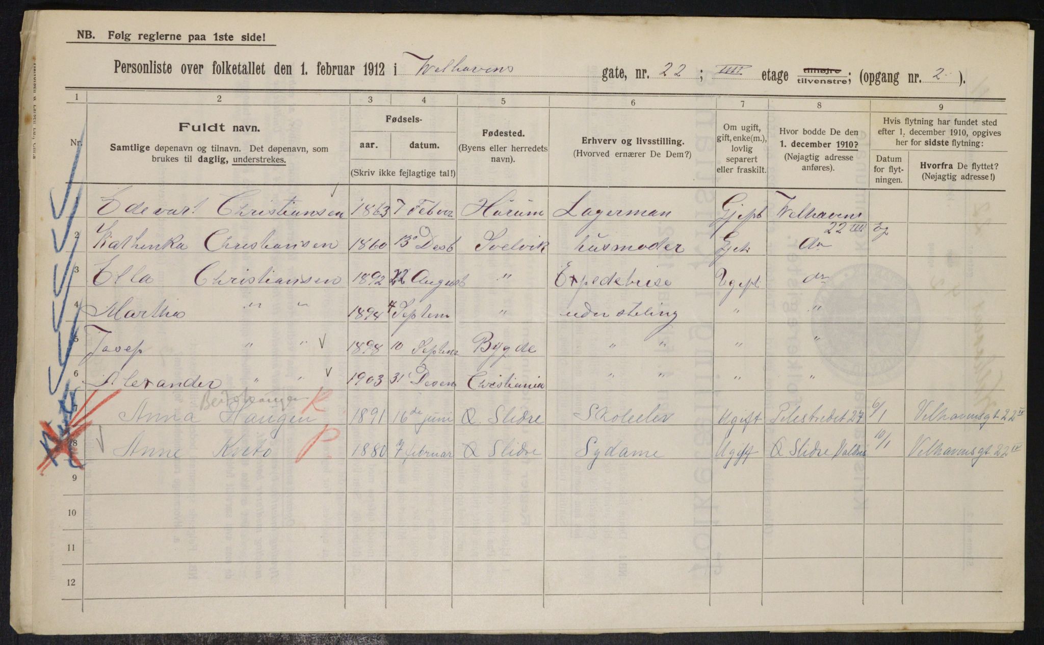 OBA, Municipal Census 1912 for Kristiania, 1912, p. 127699