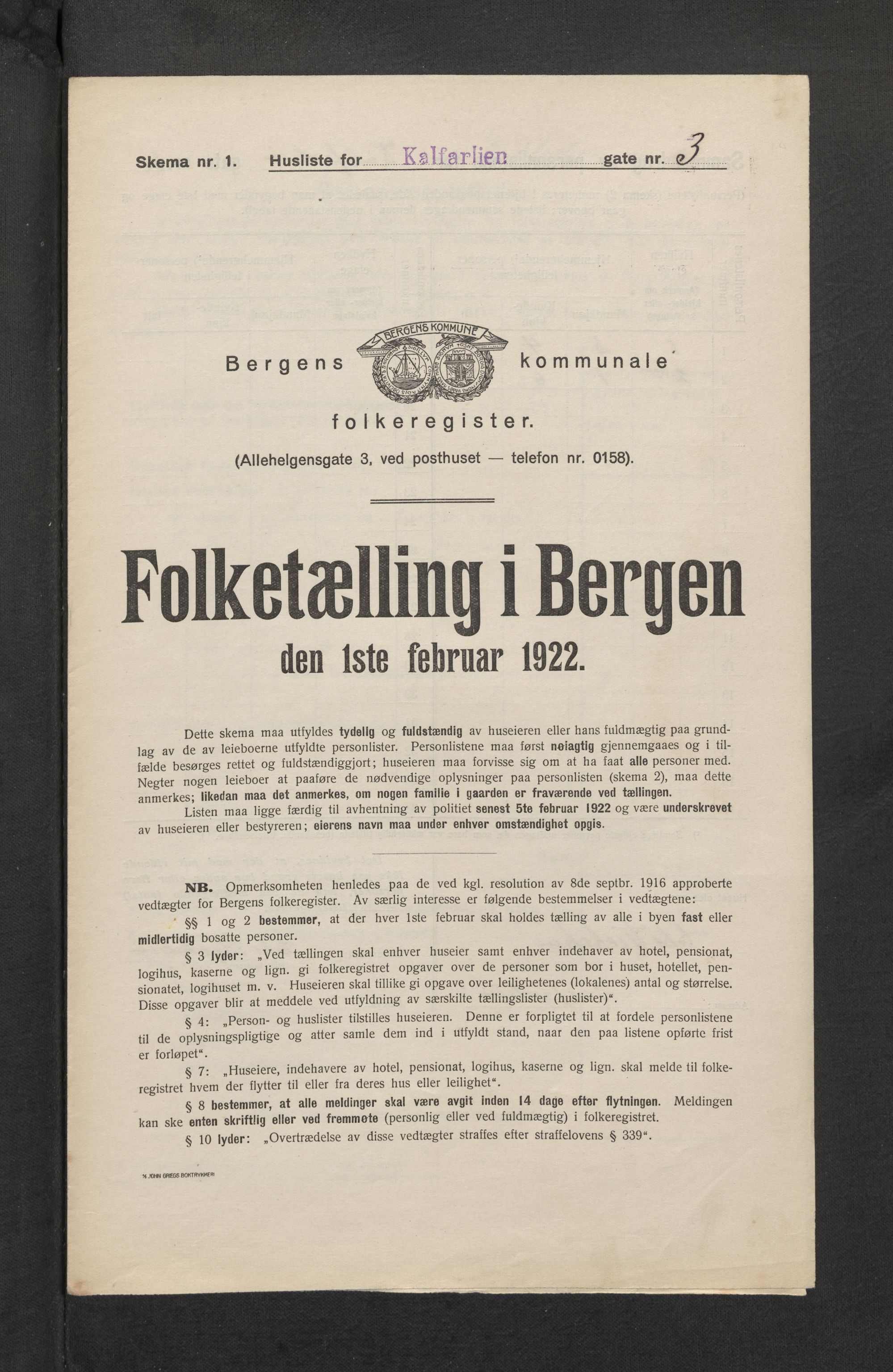 SAB, Municipal Census 1922 for Bergen, 1922, p. 17276