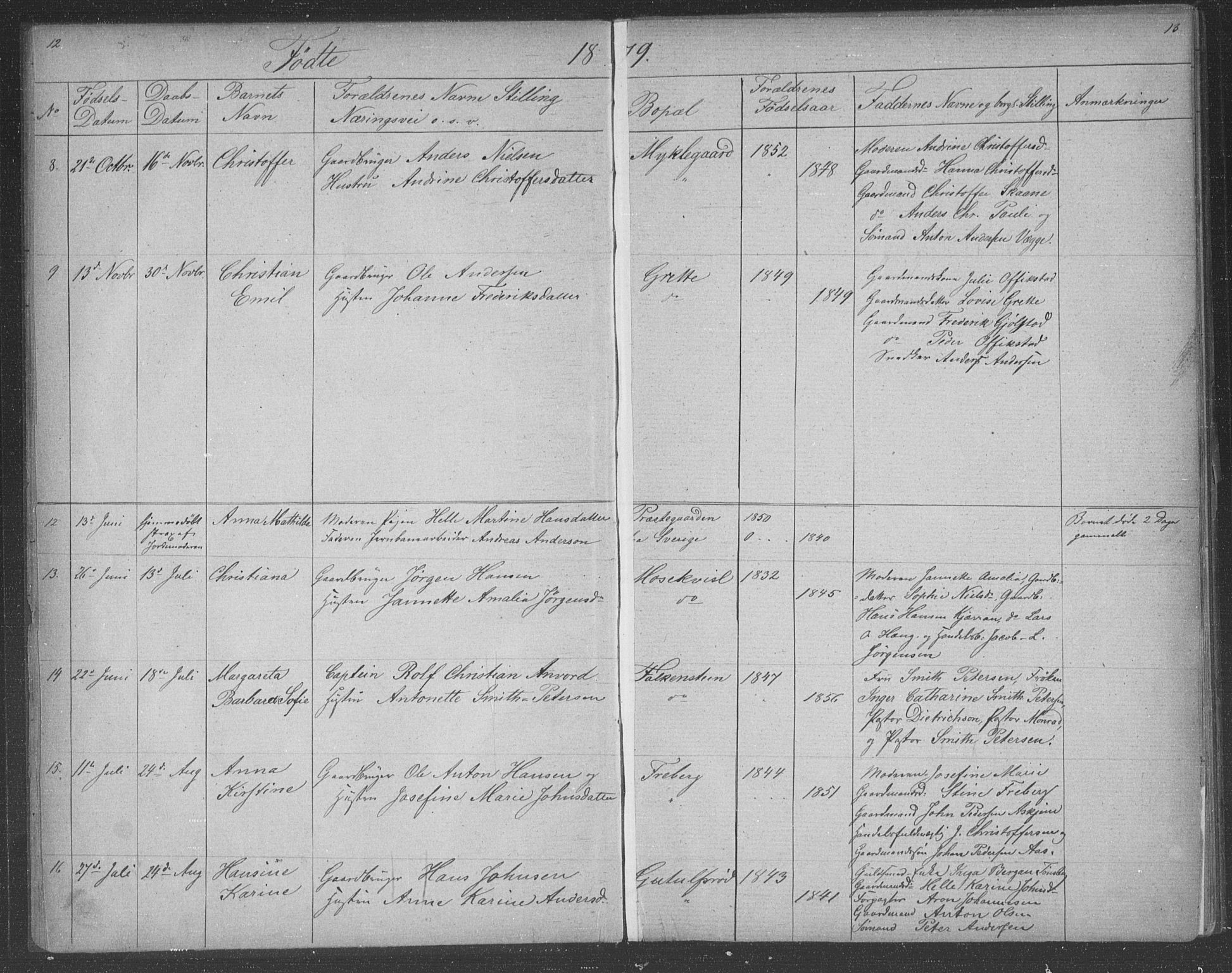 Borre kirkebøker, AV/SAKO-A-338/G/Gb/L0002: Parish register (copy) no. II 2, 1878-1892, p. 12-13