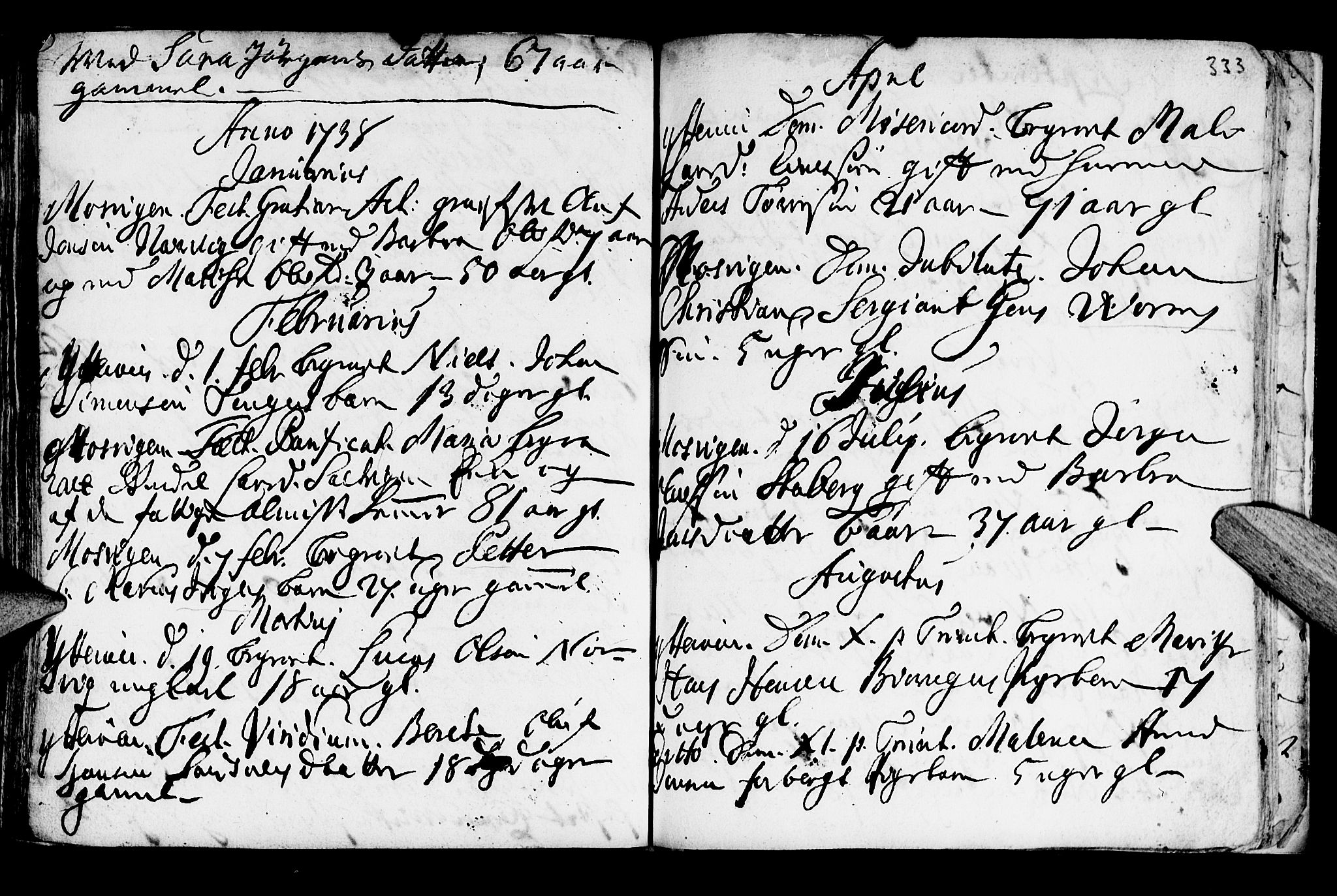 Ministerialprotokoller, klokkerbøker og fødselsregistre - Nord-Trøndelag, SAT/A-1458/722/L0215: Parish register (official) no. 722A02, 1718-1755, p. 333