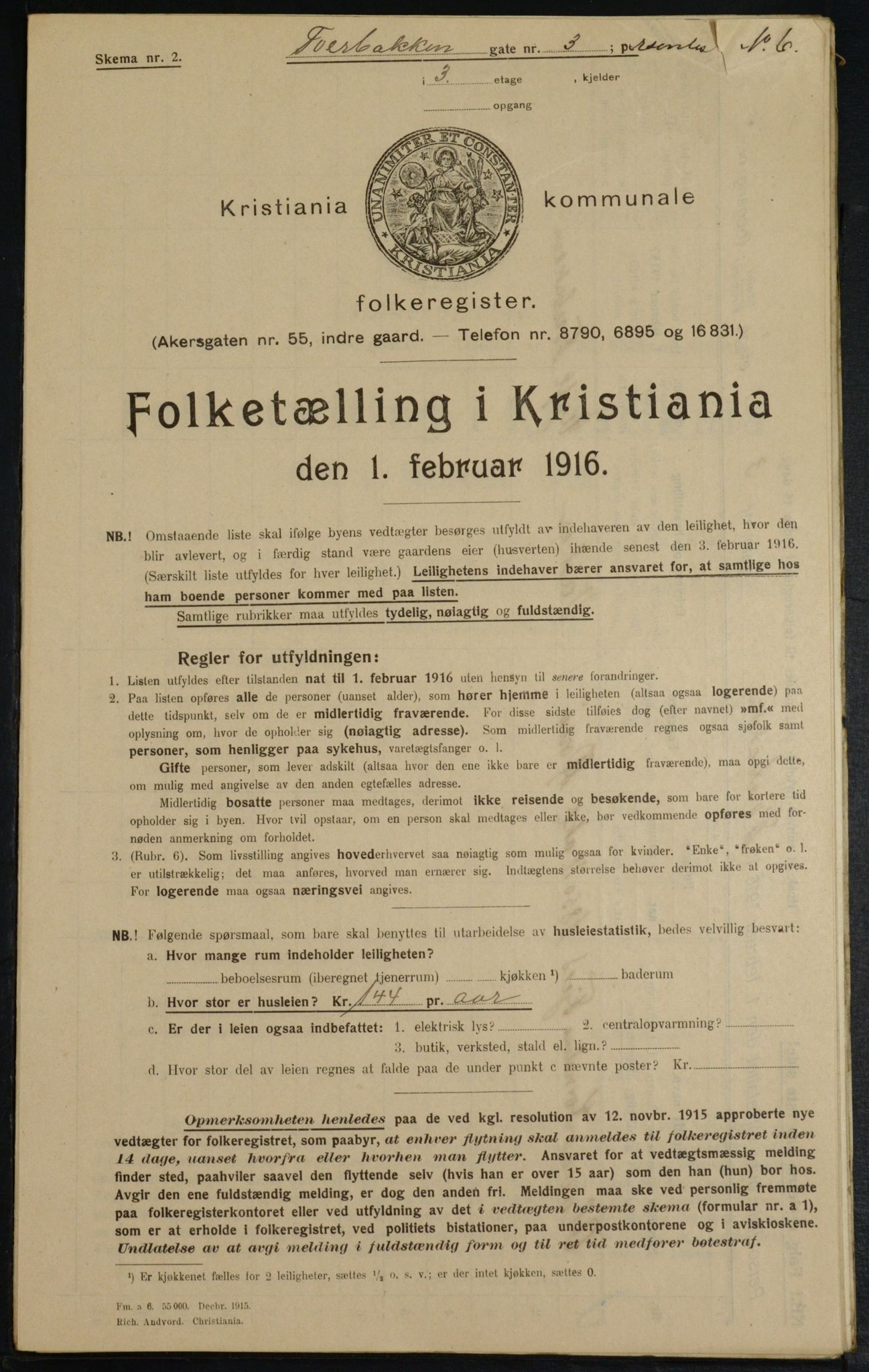 OBA, Municipal Census 1916 for Kristiania, 1916, p. 120580