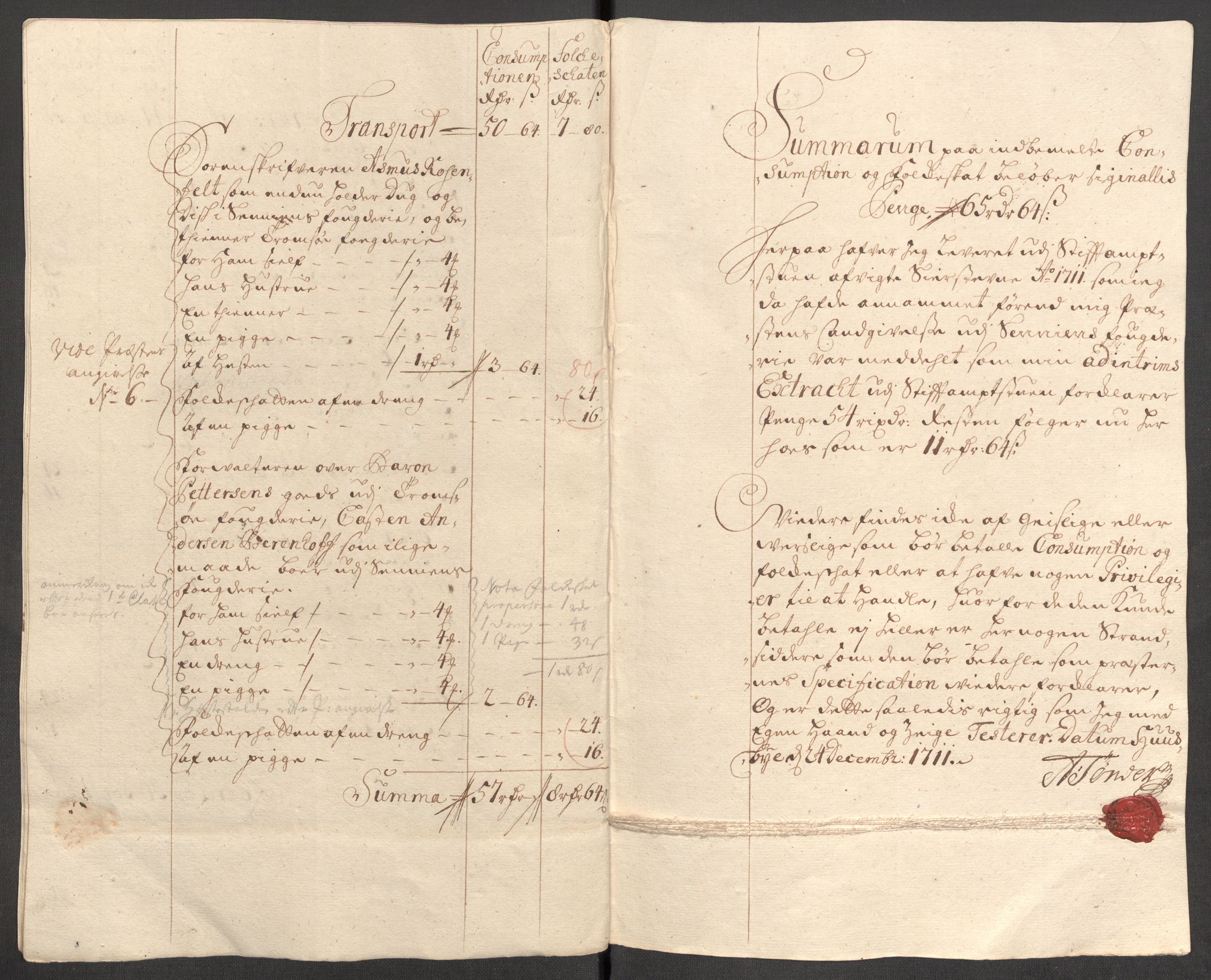 Rentekammeret inntil 1814, Reviderte regnskaper, Fogderegnskap, RA/EA-4092/R68/L4758: Fogderegnskap Senja og Troms, 1711-1712, p. 64