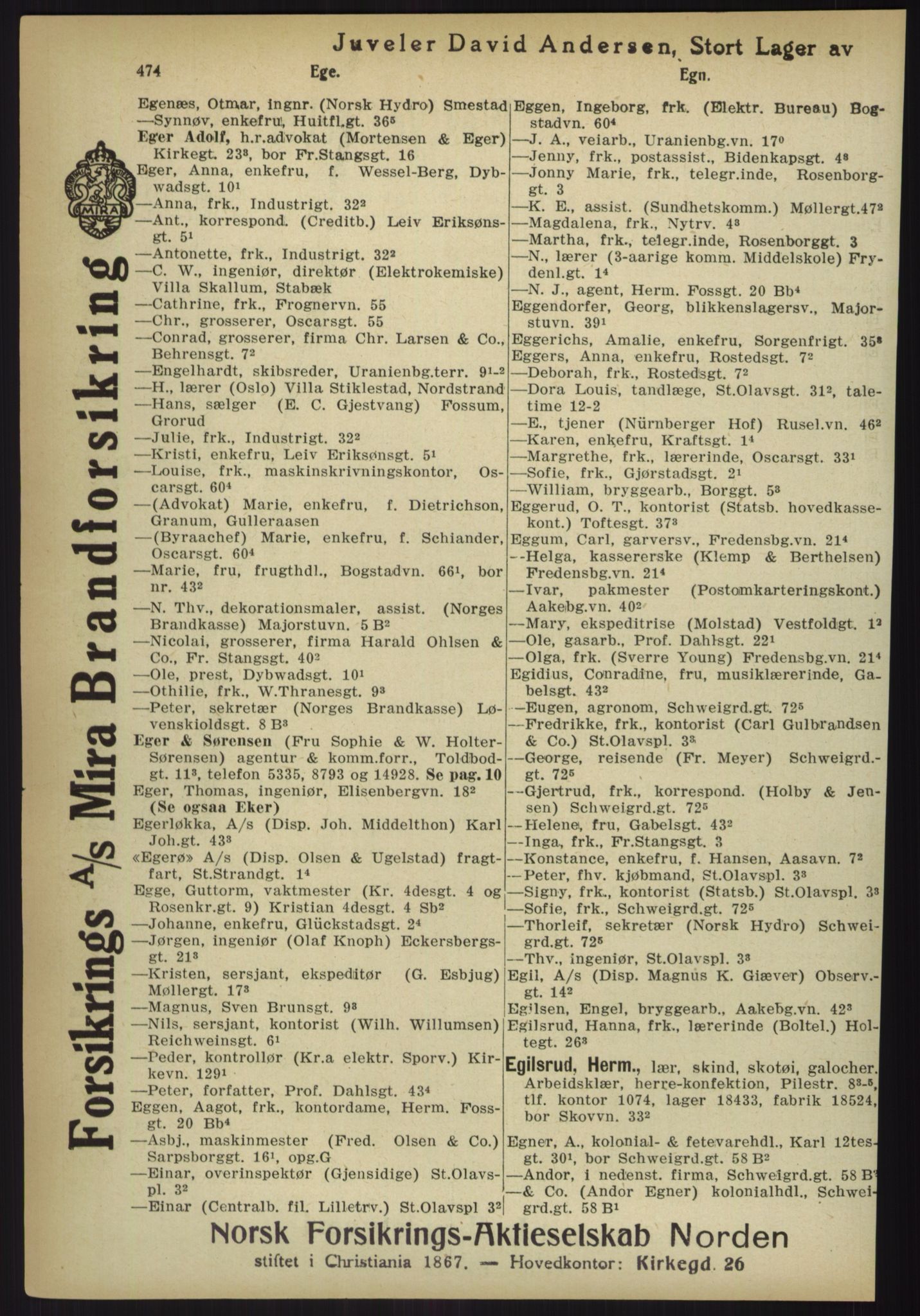 Kristiania/Oslo adressebok, PUBL/-, 1918, p. 499