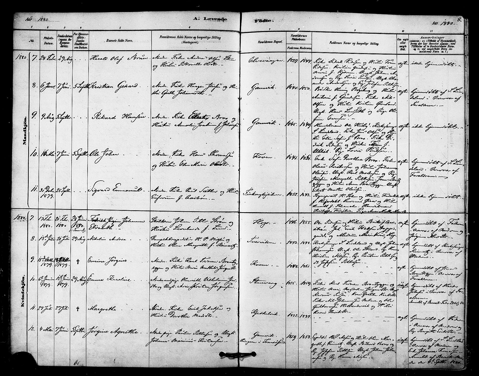 Tana sokneprestkontor, AV/SATØ-S-1334/H/Ha/L0003kirke: Parish register (official) no. 3, 1878-1892, p. 8