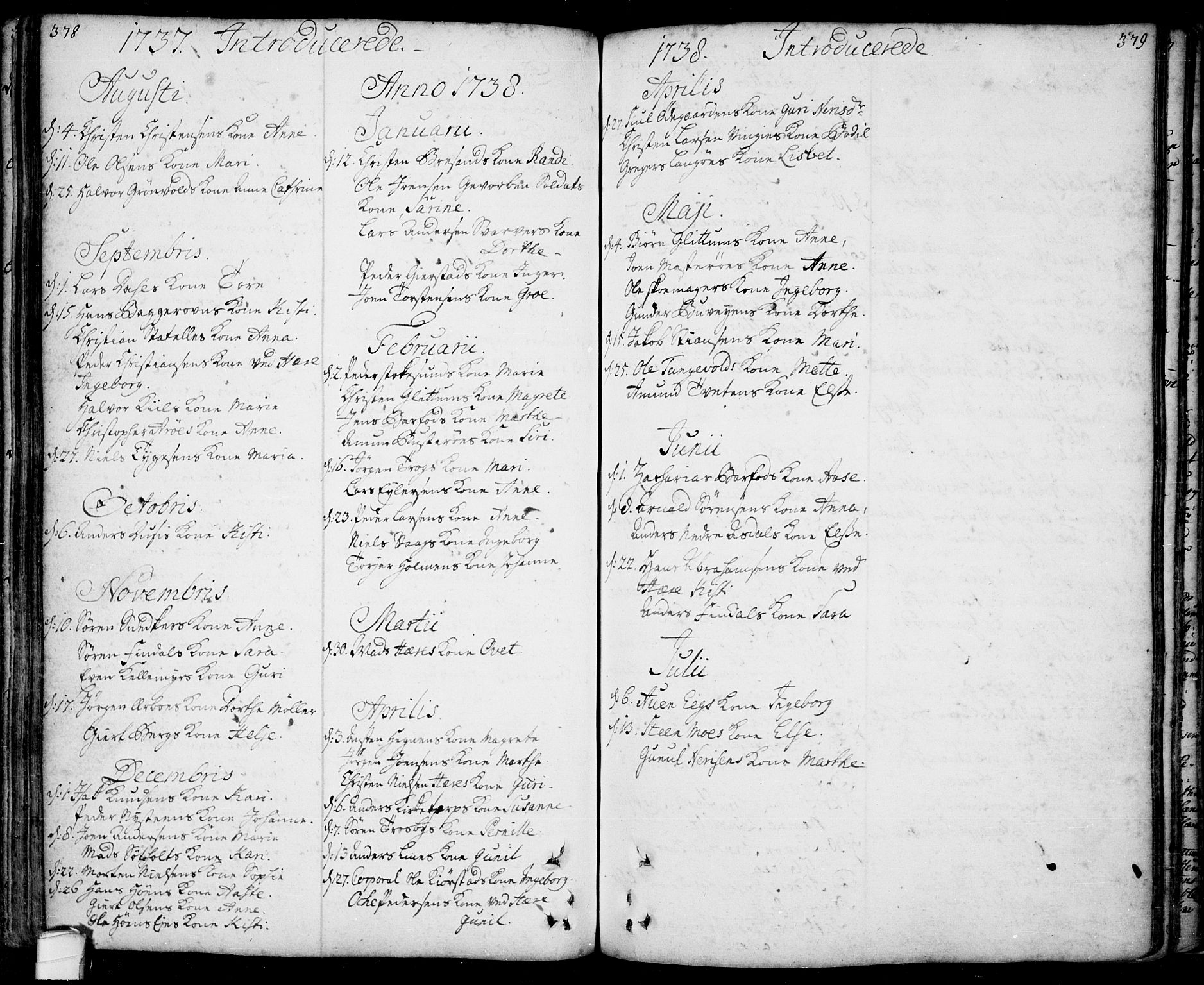Bamble kirkebøker, SAKO/A-253/F/Fa/L0001: Parish register (official) no. I 1, 1702-1774, p. 378-379