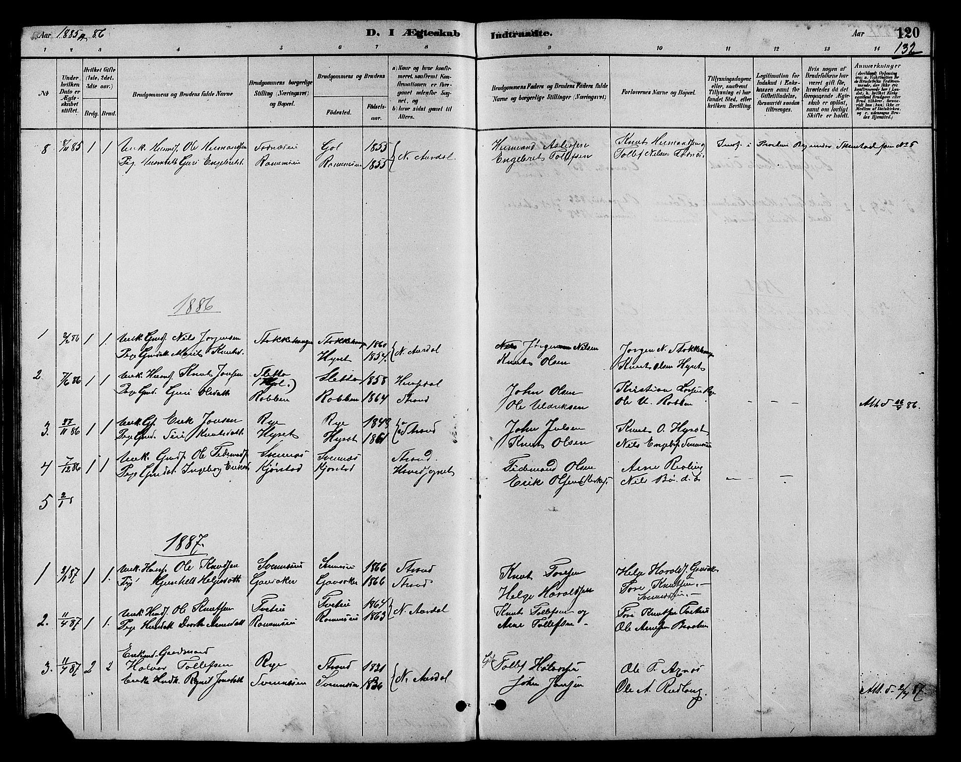 Nord-Aurdal prestekontor, SAH/PREST-132/H/Ha/Hab/L0007: Parish register (copy) no. 7, 1883-1910, p. 132