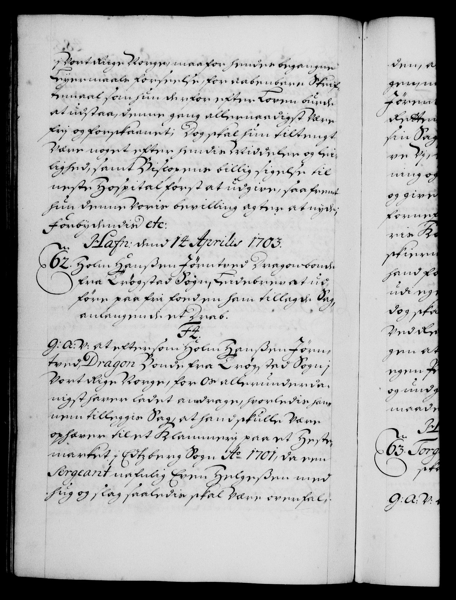 Danske Kanselli 1572-1799, AV/RA-EA-3023/F/Fc/Fca/Fcaa/L0018: Norske registre, 1699-1703, p. 485b