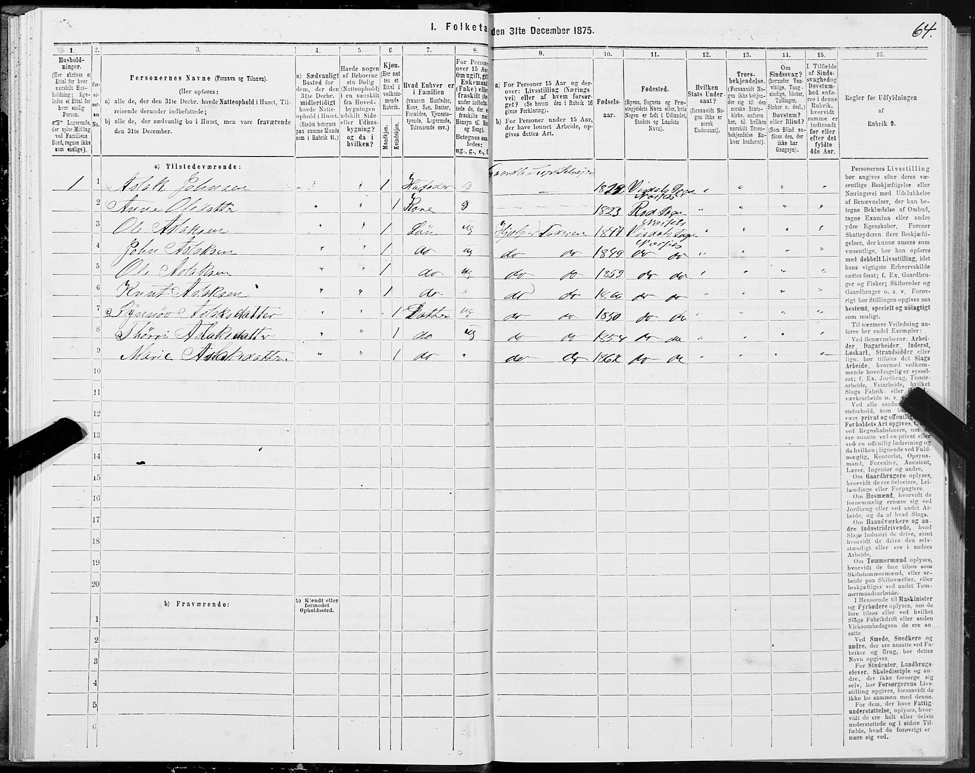 SAT, 1875 census for 1543P Nesset, 1875, p. 4064