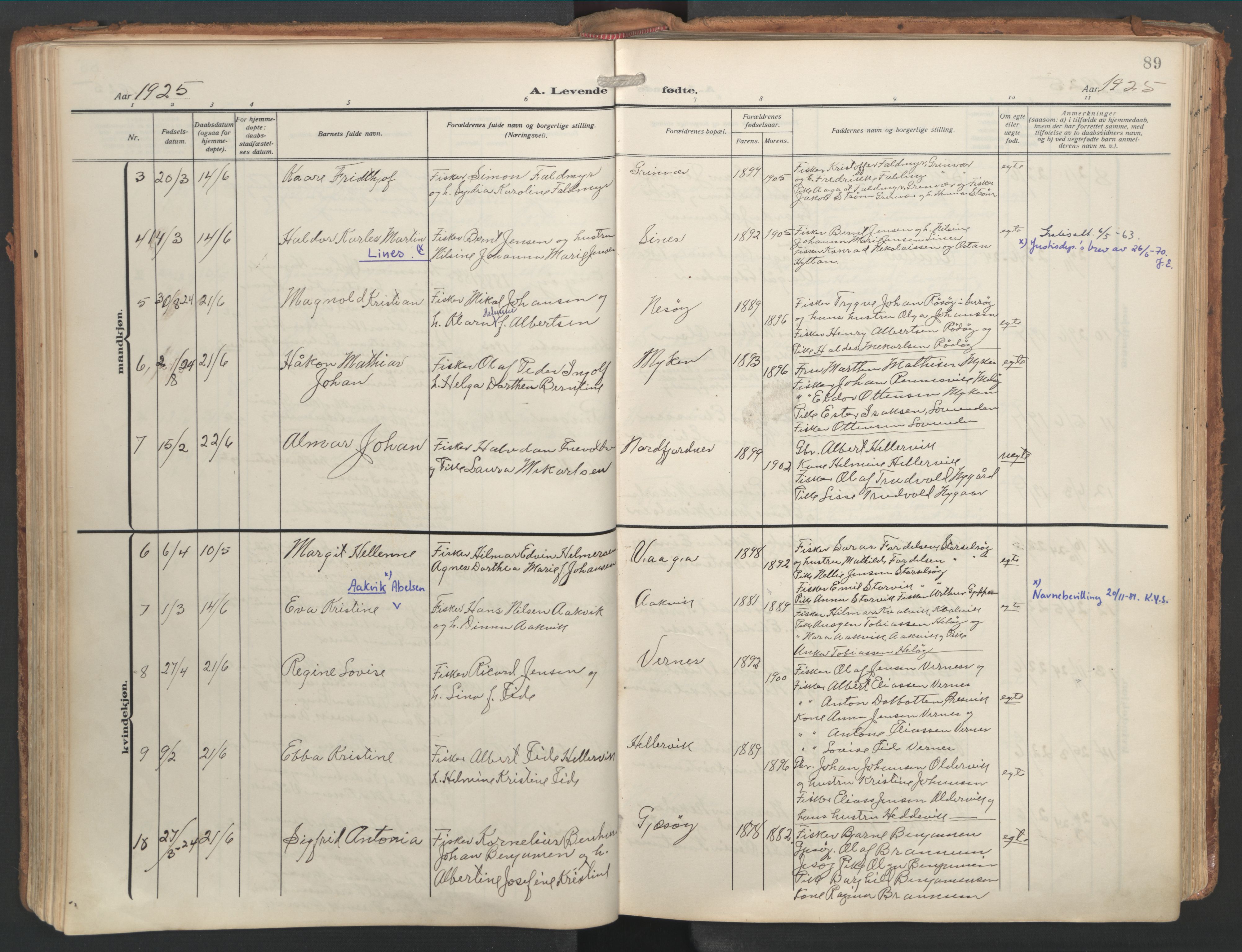 Ministerialprotokoller, klokkerbøker og fødselsregistre - Nordland, AV/SAT-A-1459/841/L0614: Parish register (official) no. 841A17, 1911-1925, p. 89