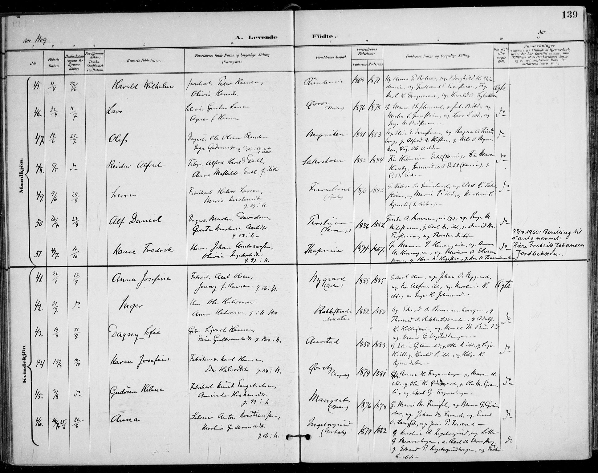 Nes prestekontor Kirkebøker, AV/SAO-A-10410/F/Fa/L0011: Parish register (official) no. I 11, 1899-1918, p. 139