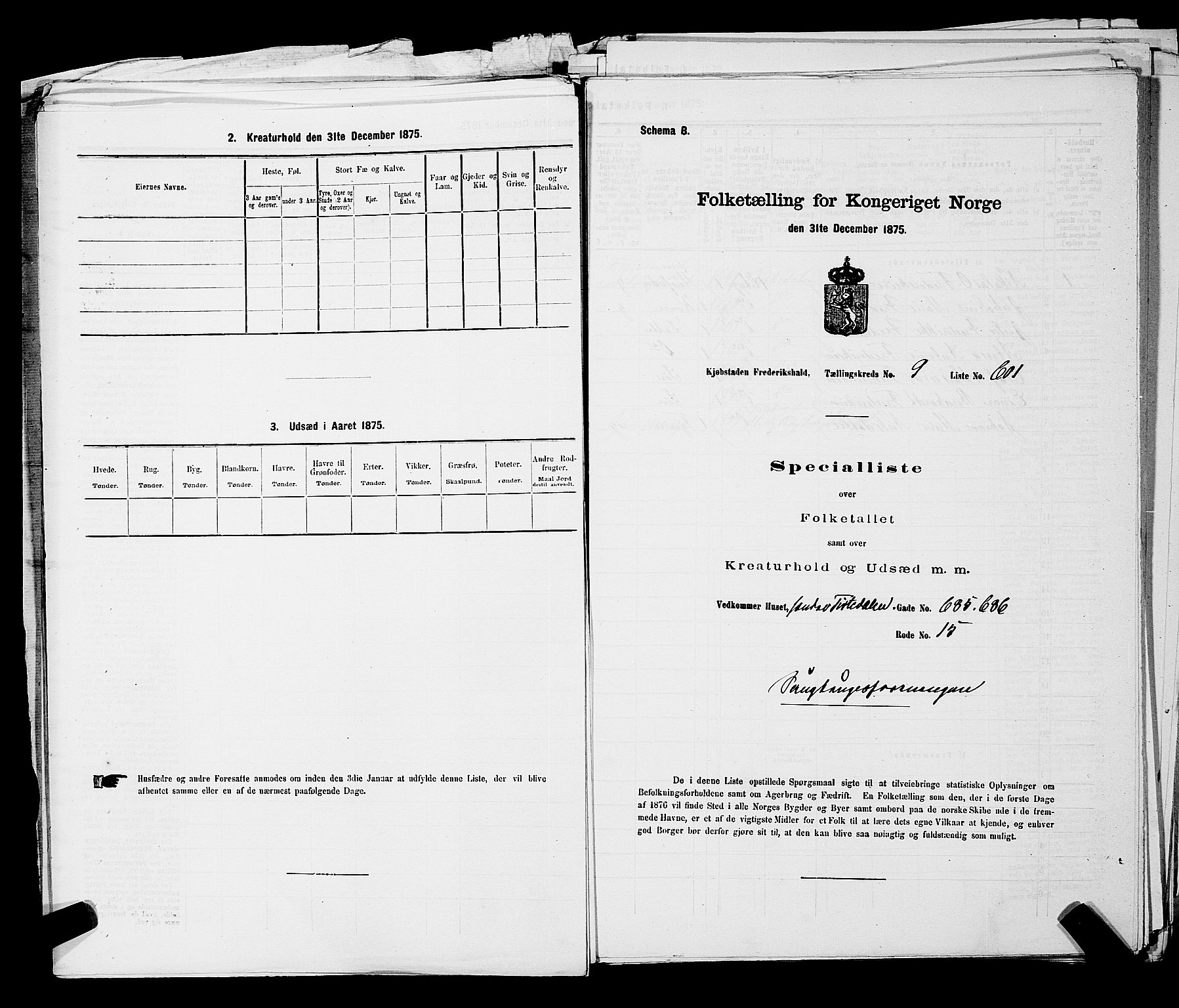 RA, 1875 census for 0101P Fredrikshald, 1875, p. 1461