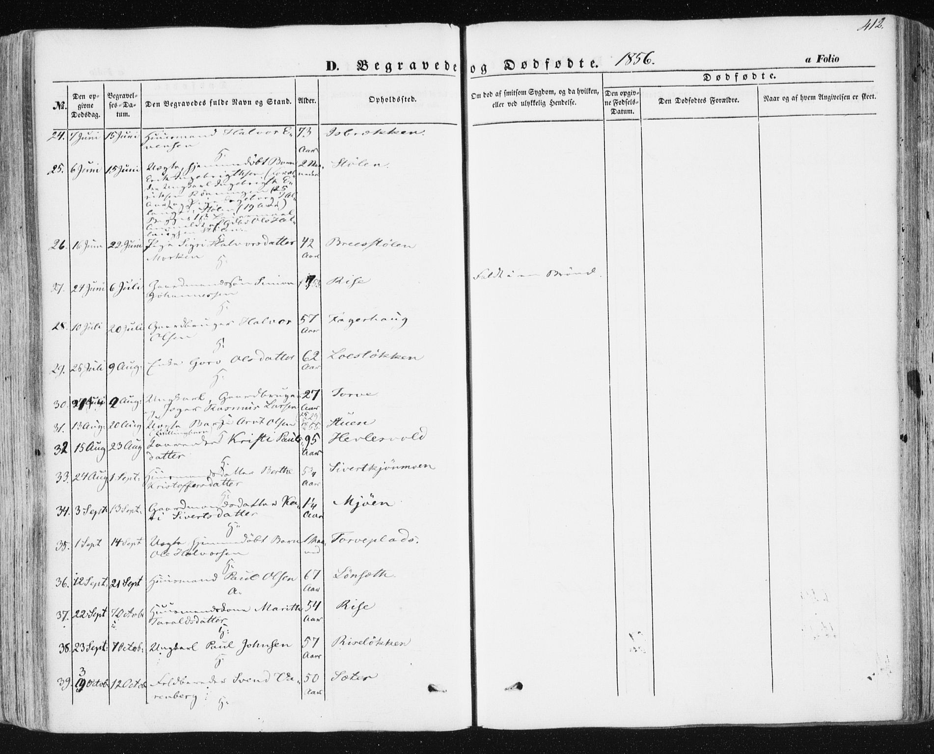 Ministerialprotokoller, klokkerbøker og fødselsregistre - Sør-Trøndelag, AV/SAT-A-1456/678/L0899: Parish register (official) no. 678A08, 1848-1872, p. 412