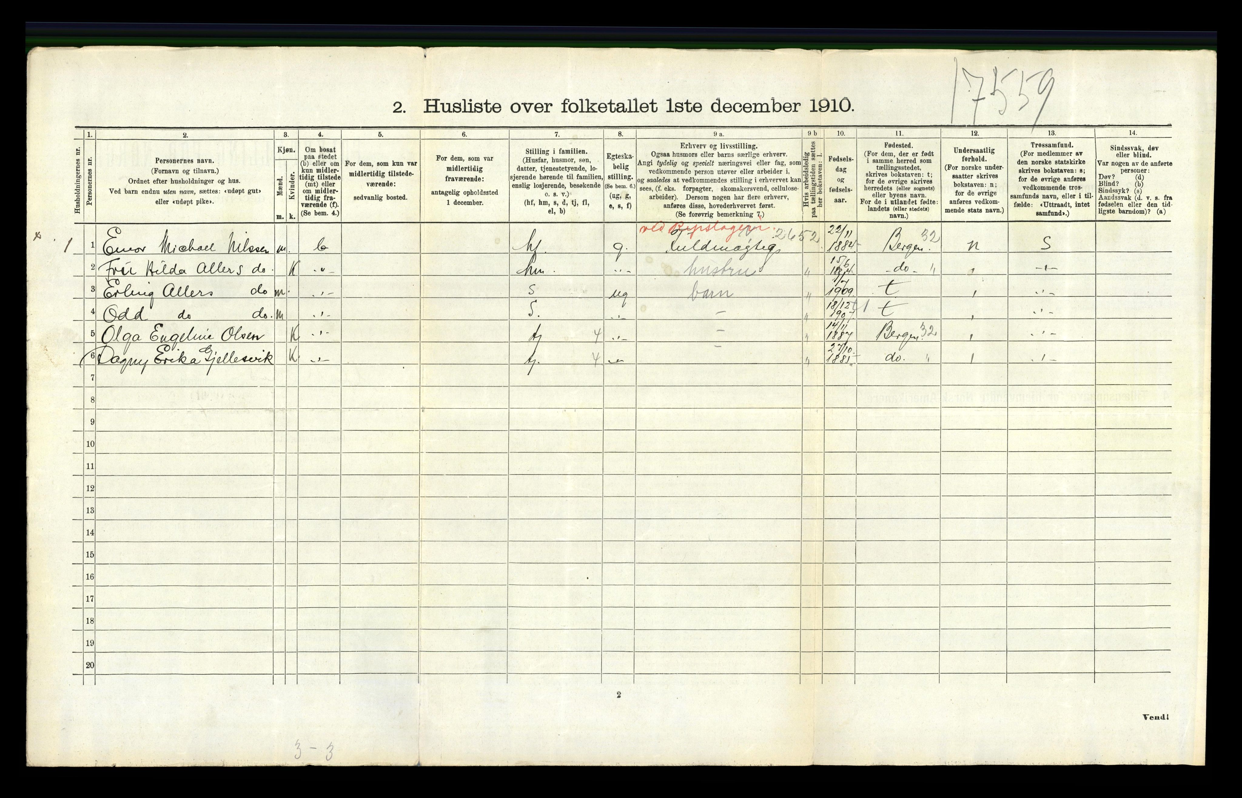 RA, 1910 census for Askøy, 1910, p. 2087