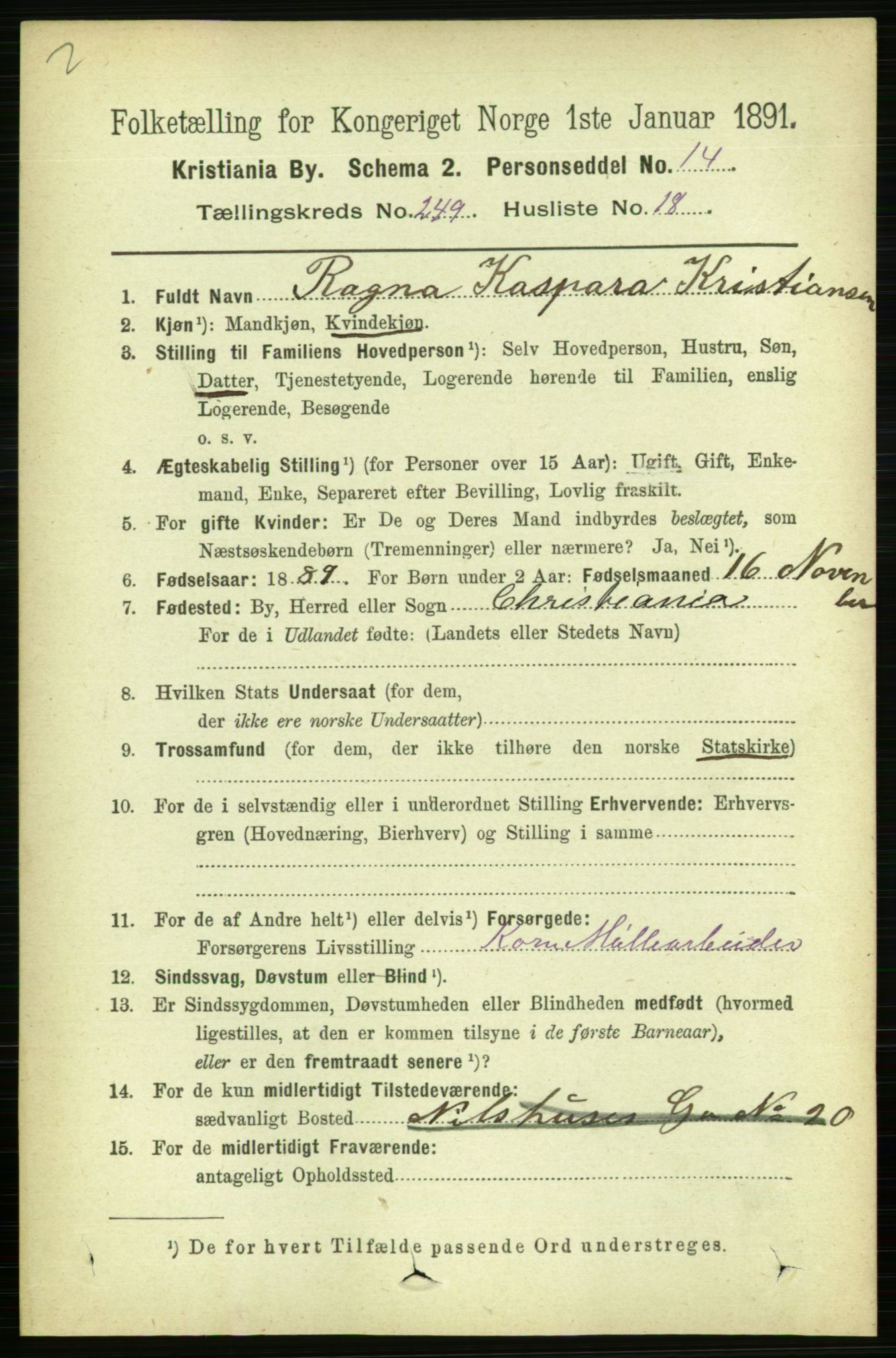 RA, 1891 census for 0301 Kristiania, 1891, p. 152705