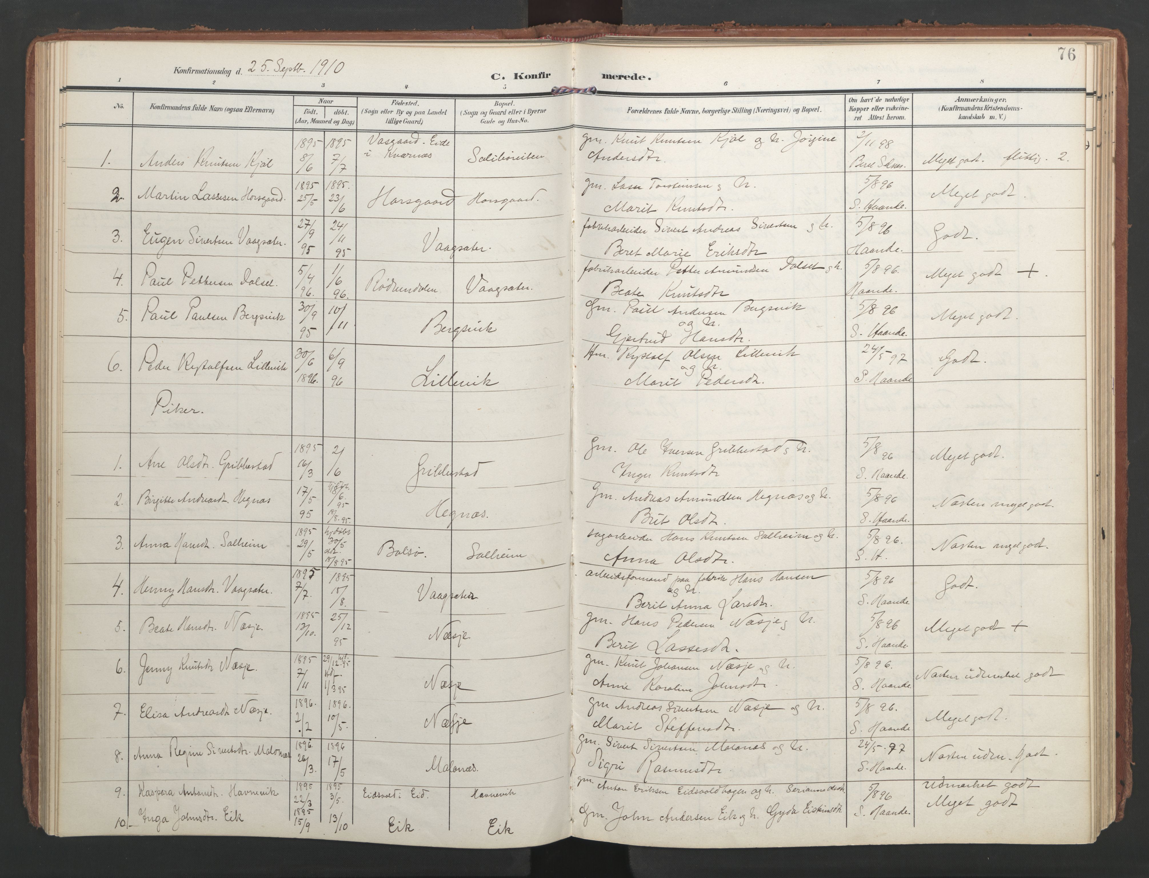 Ministerialprotokoller, klokkerbøker og fødselsregistre - Møre og Romsdal, AV/SAT-A-1454/547/L0605: Parish register (official) no. 547A07, 1907-1936, p. 76