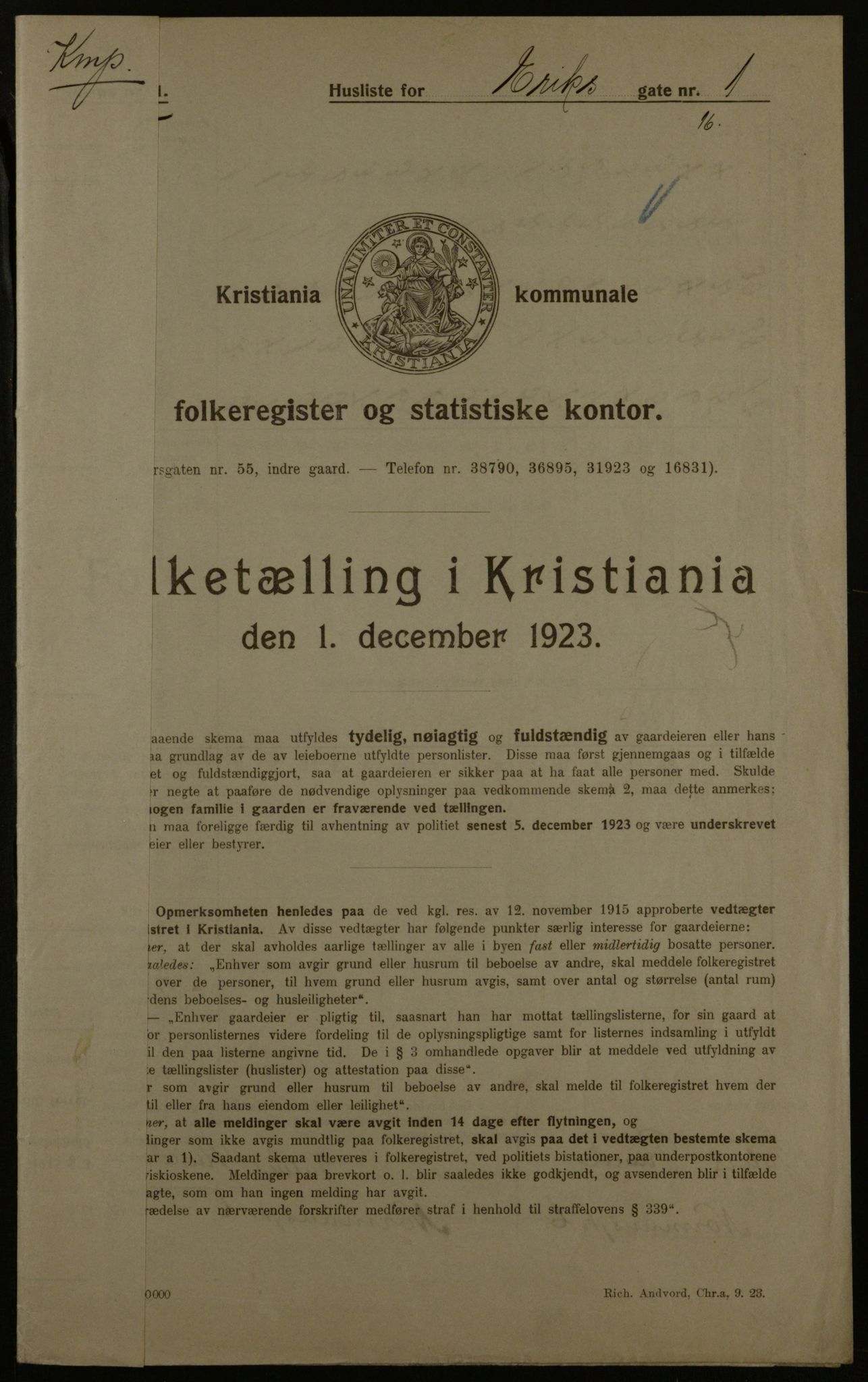 OBA, Municipal Census 1923 for Kristiania, 1923, p. 21860