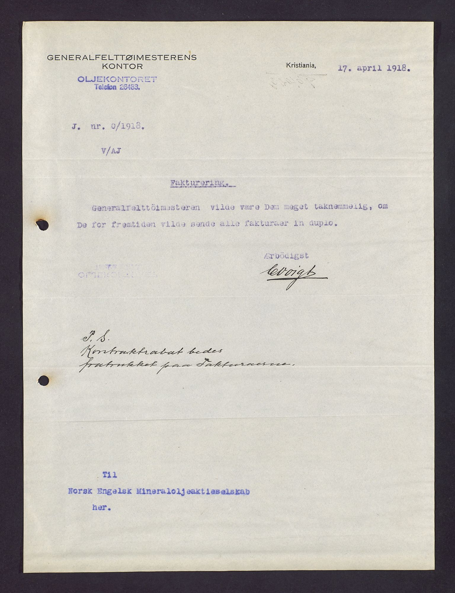 Pa 1521 - A/S Norske Shell, AV/SAST-A-101915/E/Ea/Eaa/L0003: Sjefskorrespondanse, 1918, p. 12