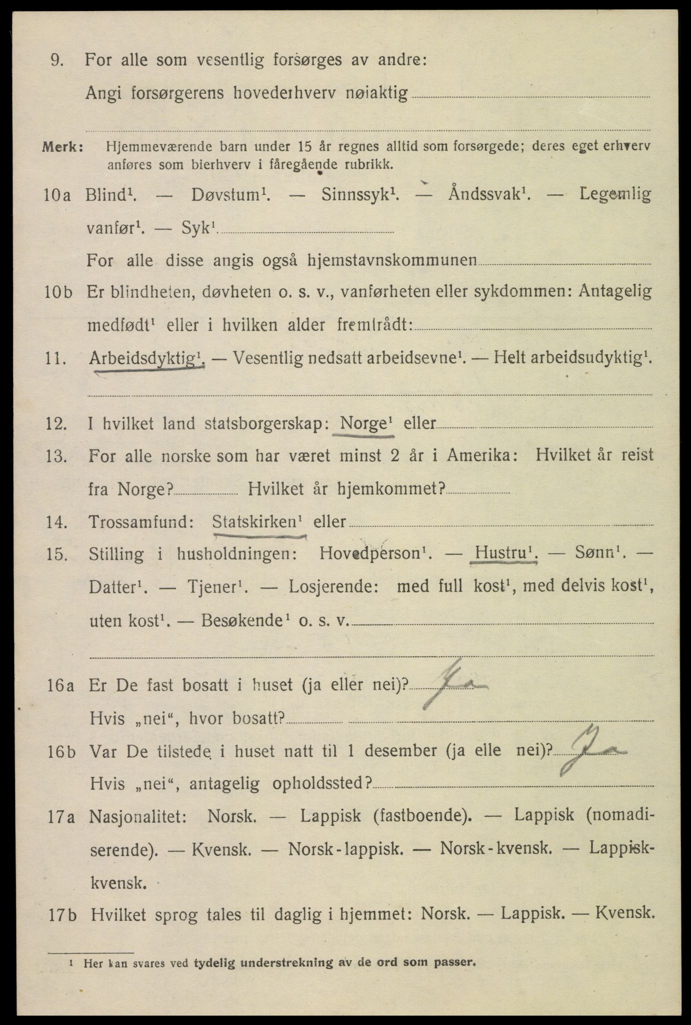 SAT, 1920 census for Narvik, 1920, p. 5189