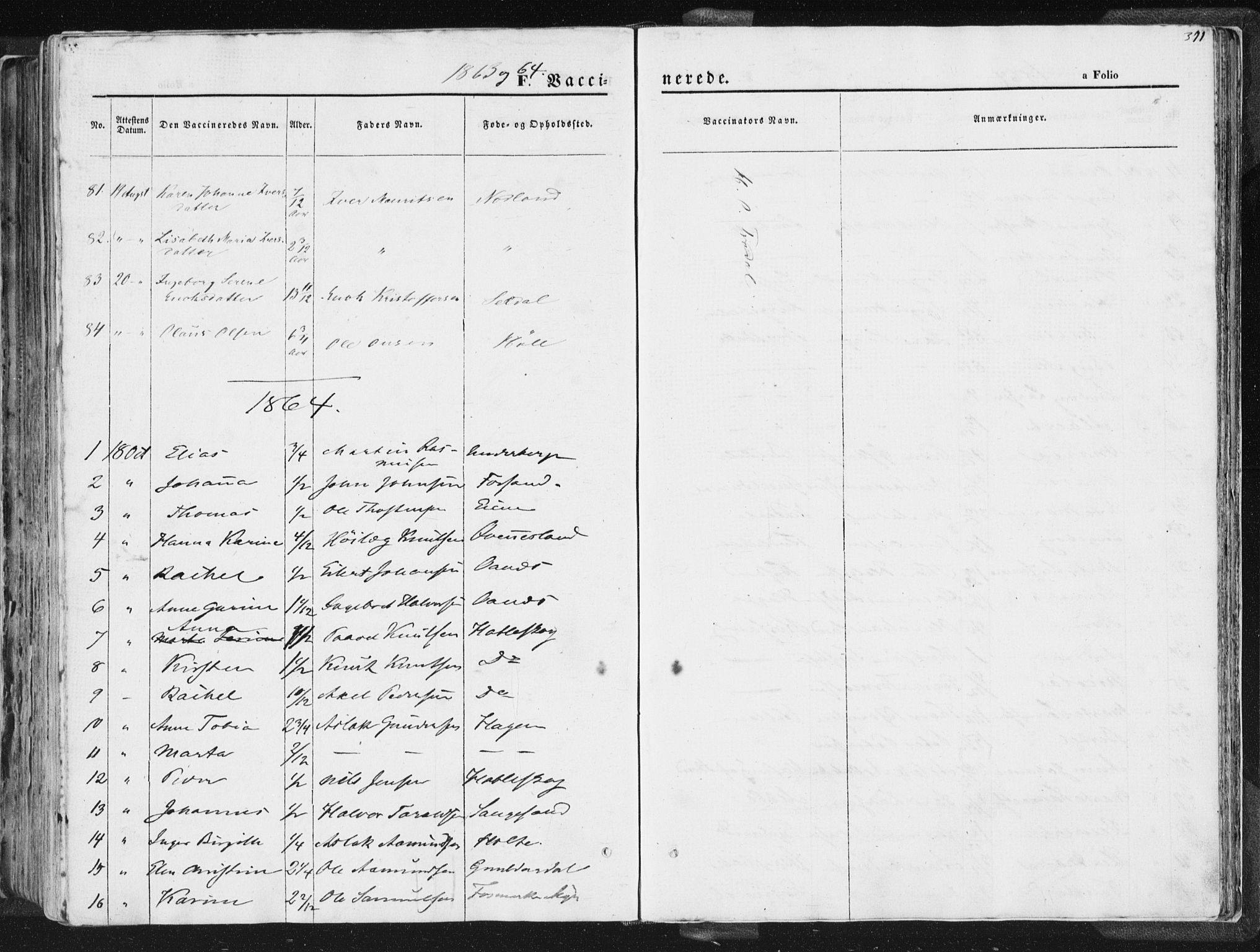 Høgsfjord sokneprestkontor, AV/SAST-A-101624/H/Ha/Haa/L0001: Parish register (official) no. A 1, 1854-1875, p. 371