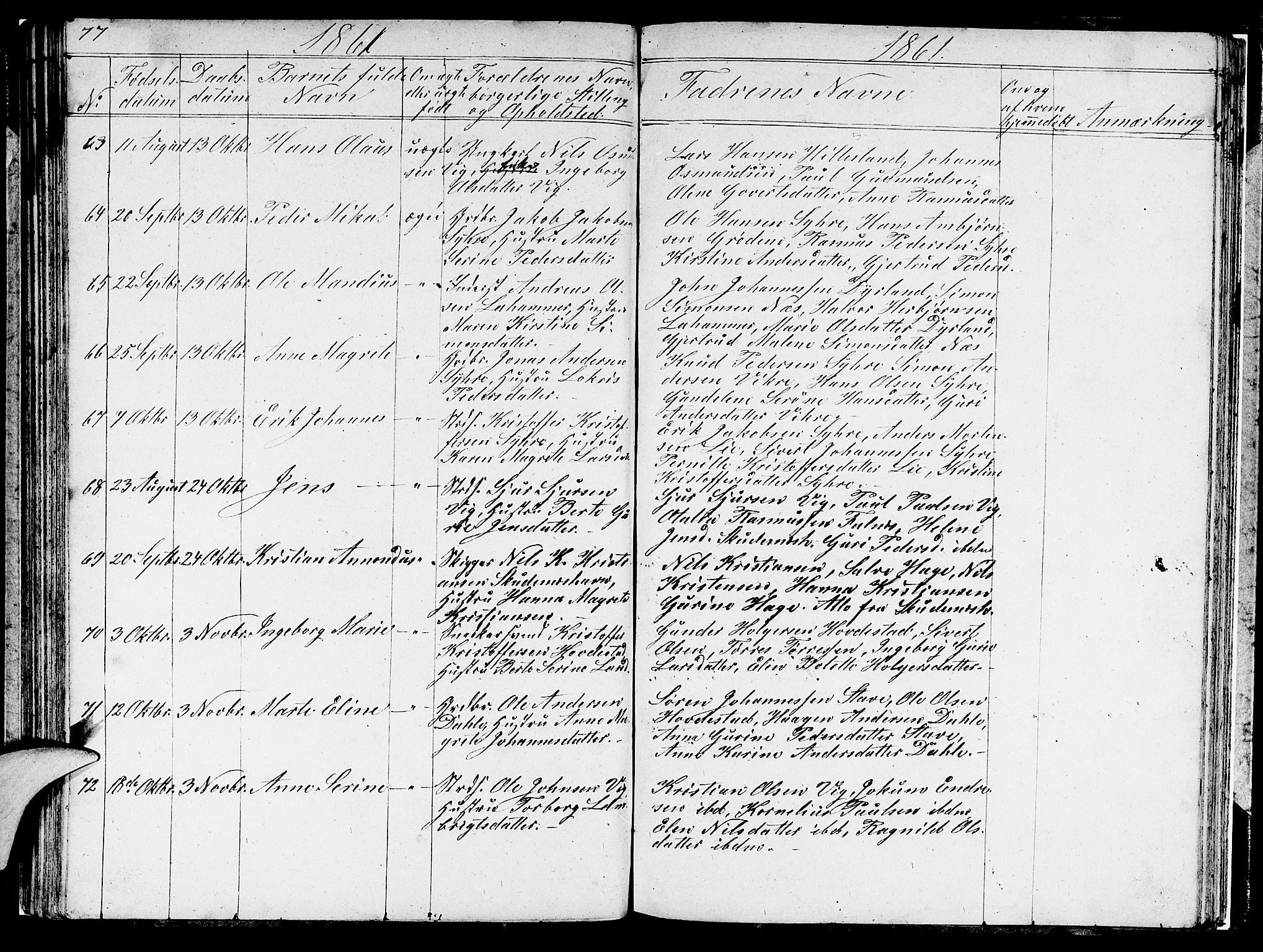 Skudenes sokneprestkontor, AV/SAST-A -101849/H/Ha/Hab/L0001: Parish register (copy) no. B 1, 1848-1864, p. 77