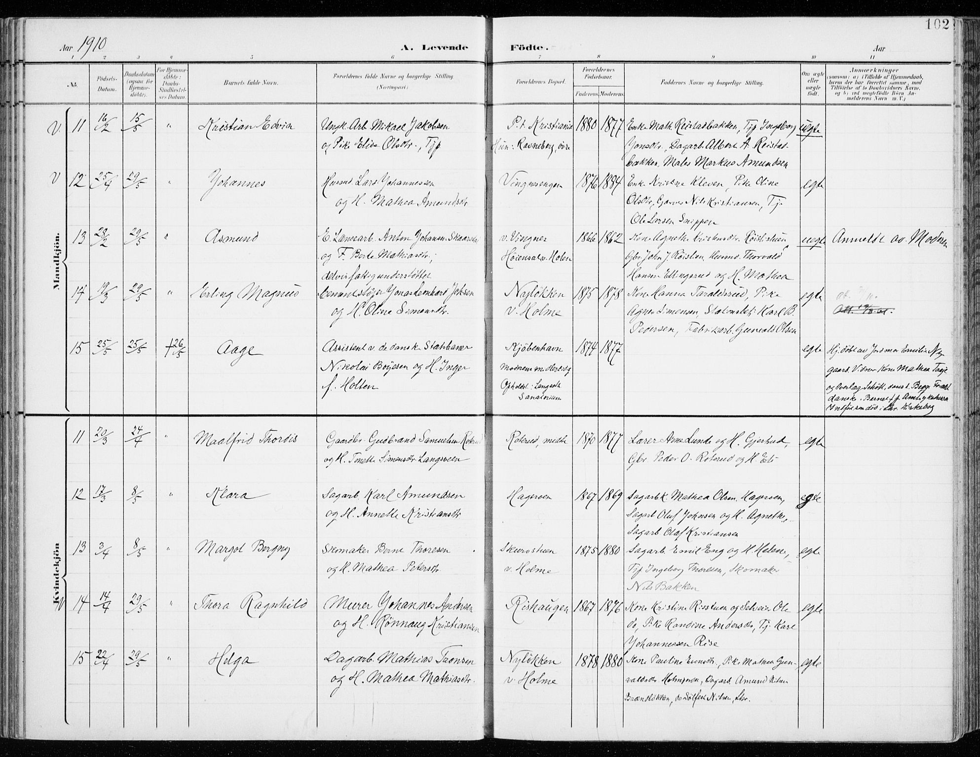 Fåberg prestekontor, AV/SAH-PREST-086/H/Ha/Haa/L0011: Parish register (official) no. 11, 1899-1913, p. 102