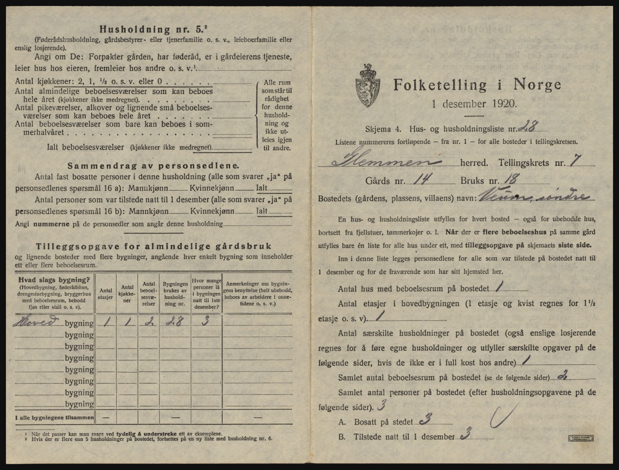 SAO, 1920 census for Glemmen, 1920, p. 2811