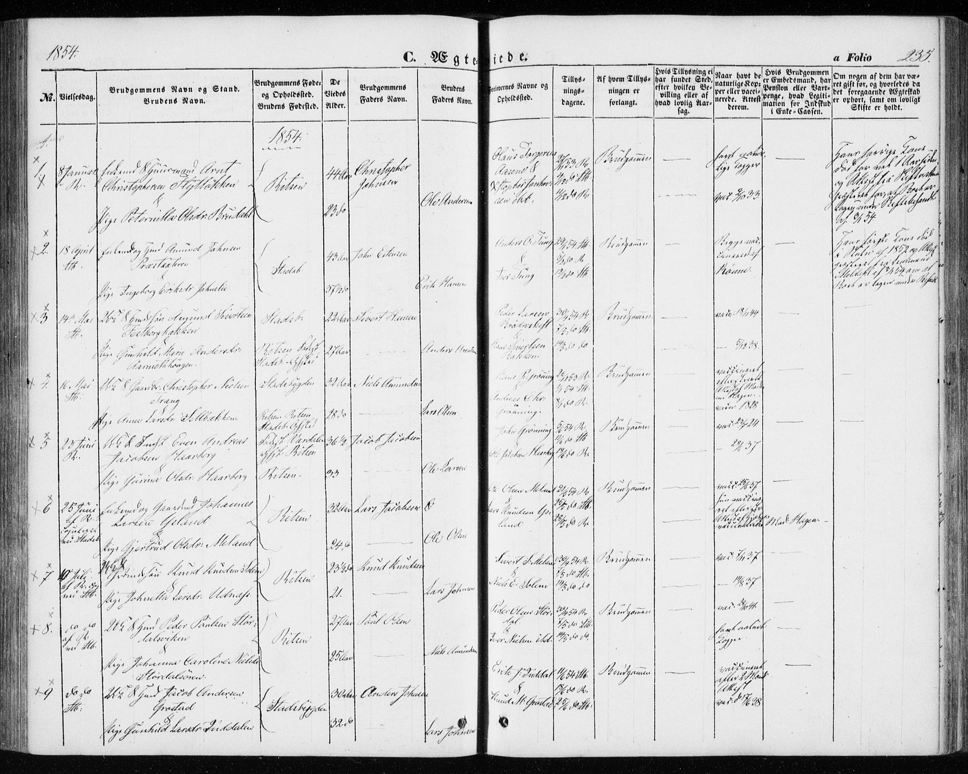 Ministerialprotokoller, klokkerbøker og fødselsregistre - Sør-Trøndelag, SAT/A-1456/646/L0611: Parish register (official) no. 646A09, 1848-1857, p. 235