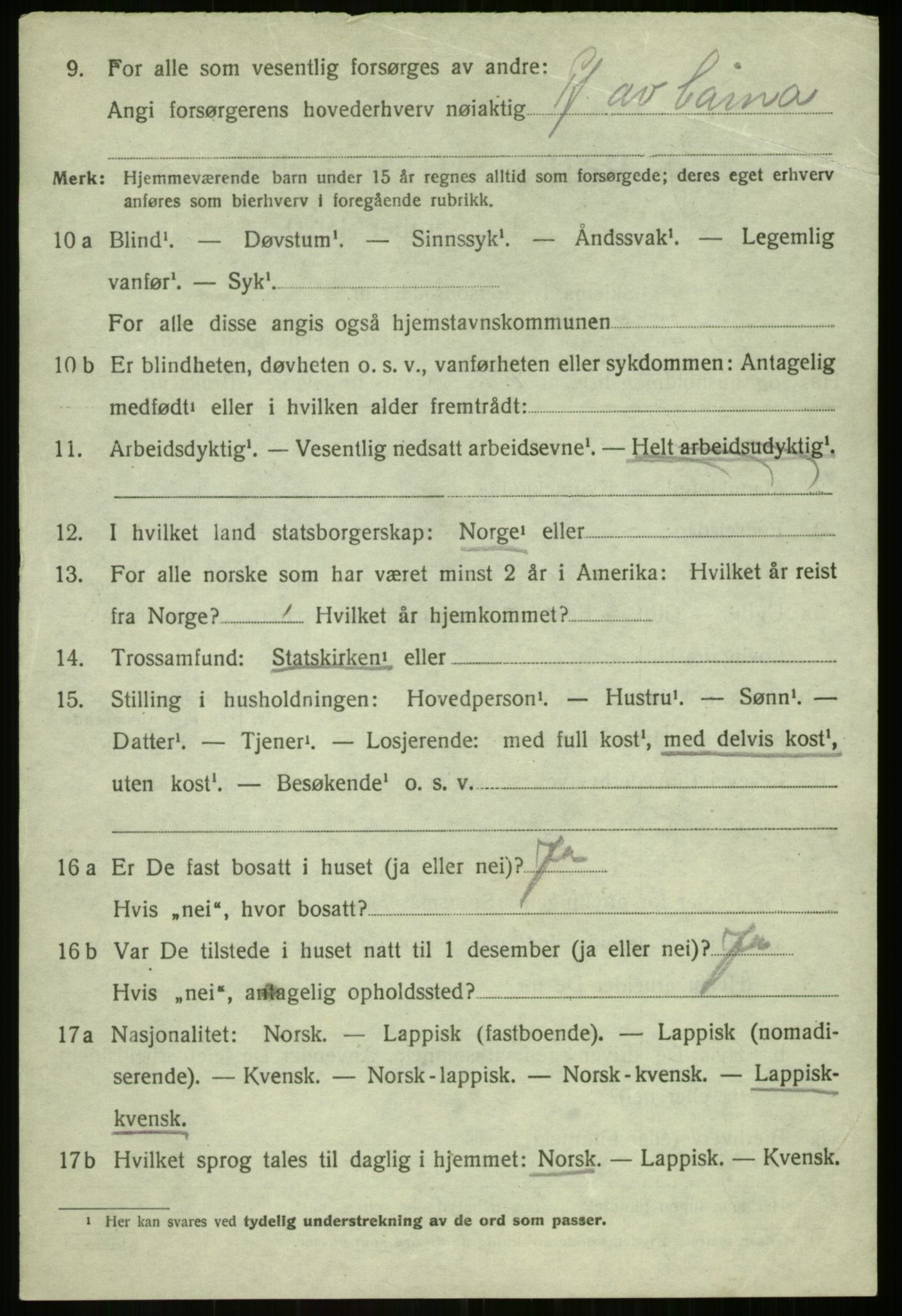 SATØ, 1920 census for Balsfjord, 1920, p. 3738