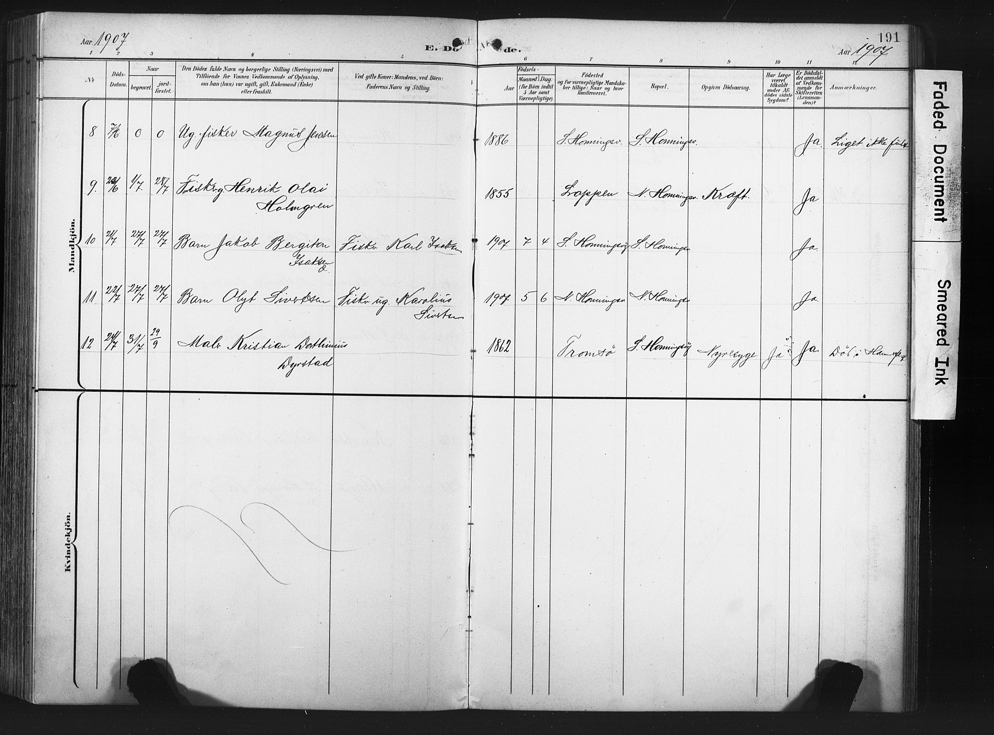 Måsøy sokneprestkontor, AV/SATØ-S-1348/H/Ha/L0008kirke: Parish register (official) no. 8, 1900-1910, p. 191