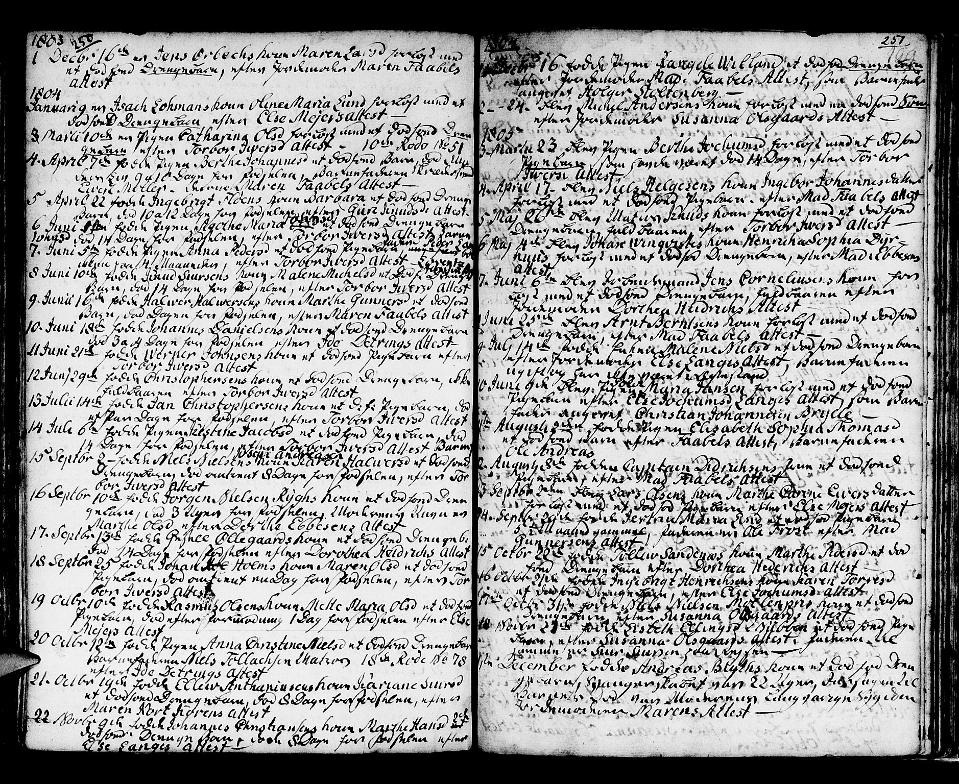 Domkirken sokneprestembete, SAB/A-74801/H/Haa/L0009: Parish register (official) no. A 9, 1776-1821, p. 250-251