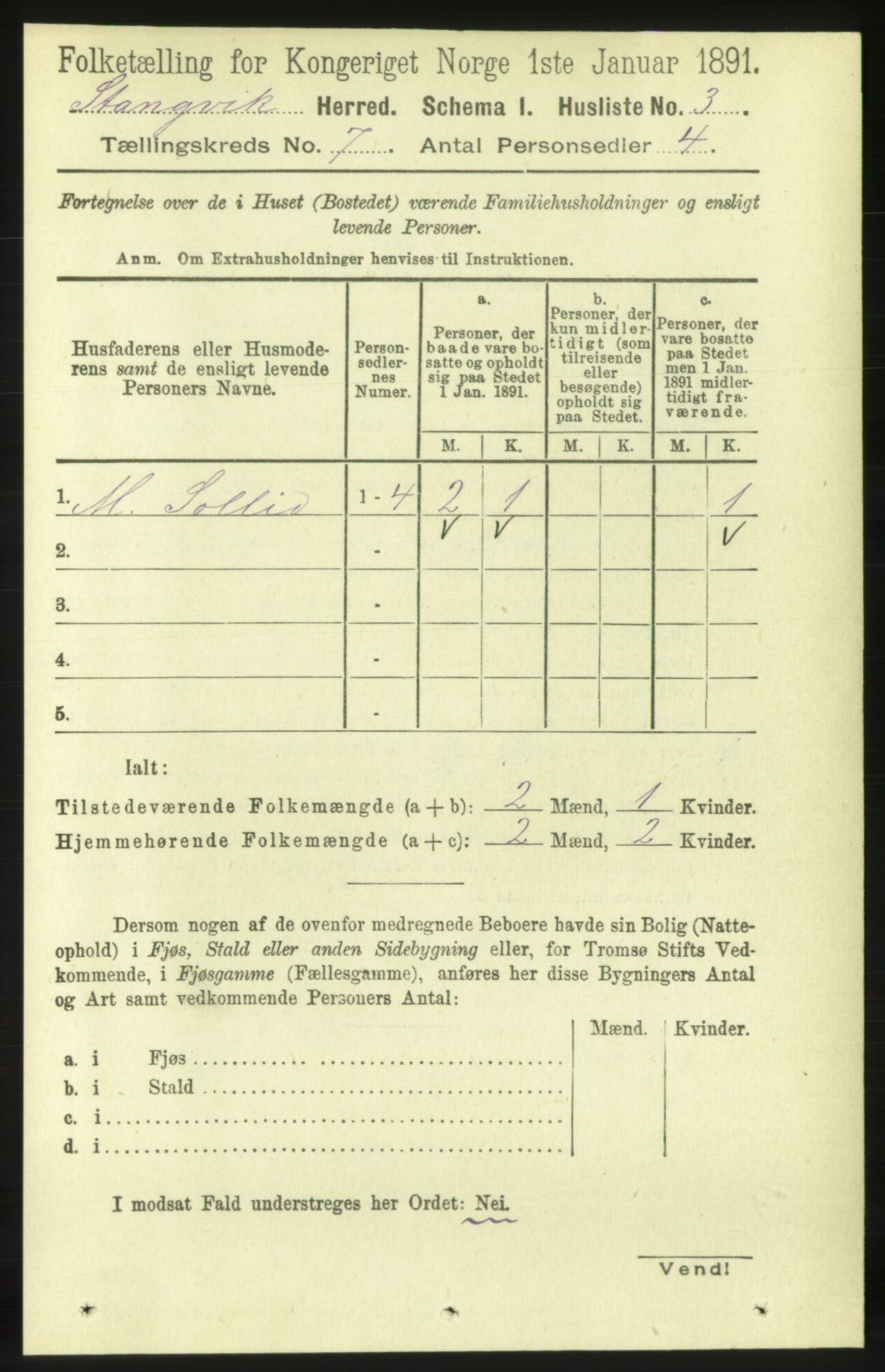 RA, 1891 census for 1564 Stangvik, 1891, p. 2975