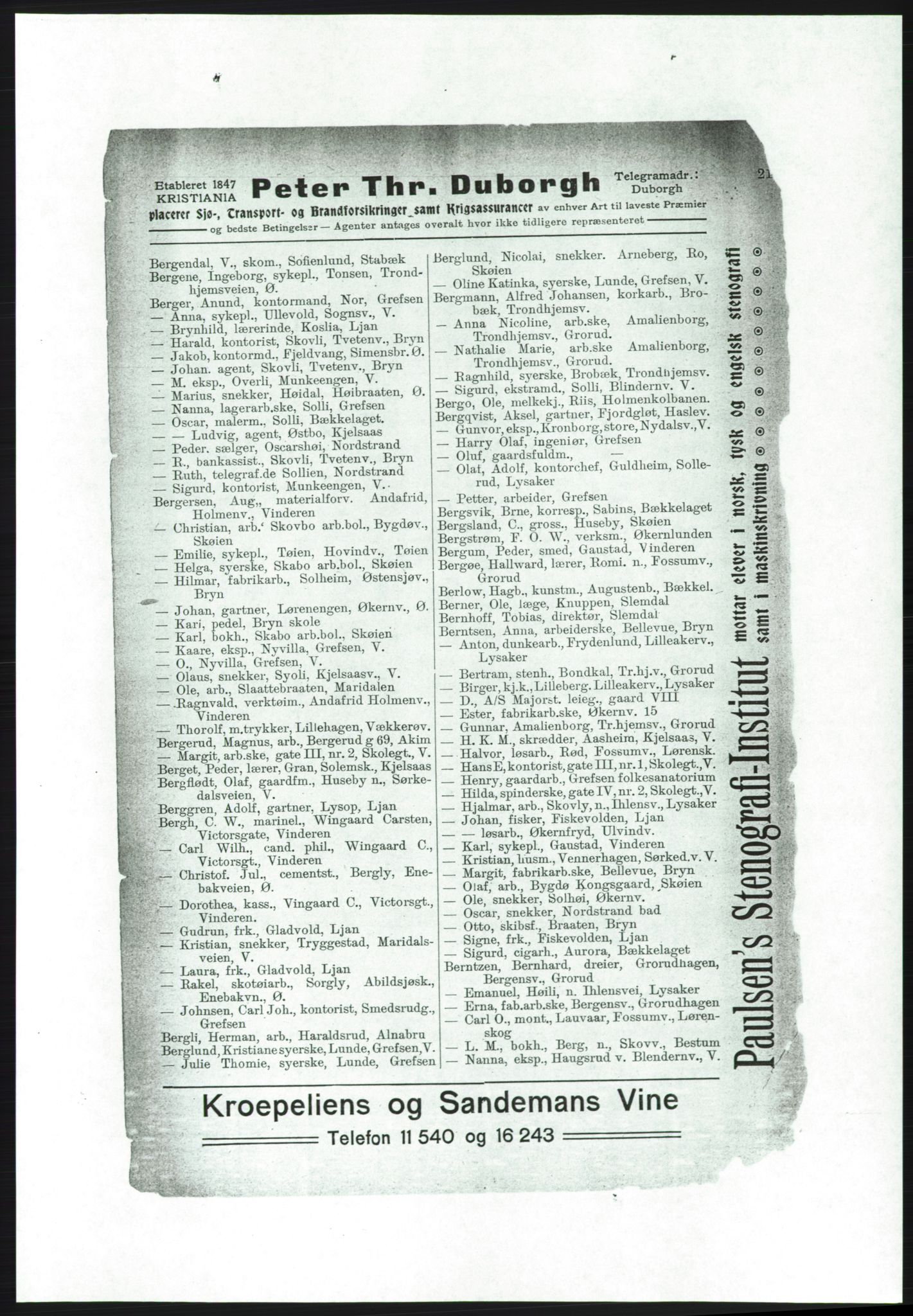 Aker adressebok/adressekalender, PUBL/001/A/001: Akers adressebok, 1916-1917, p. 21