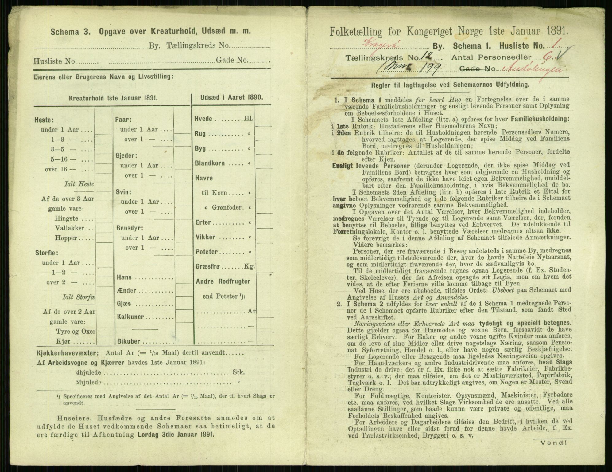 RA, 1891 census for 0801 Kragerø, 1891, p. 634