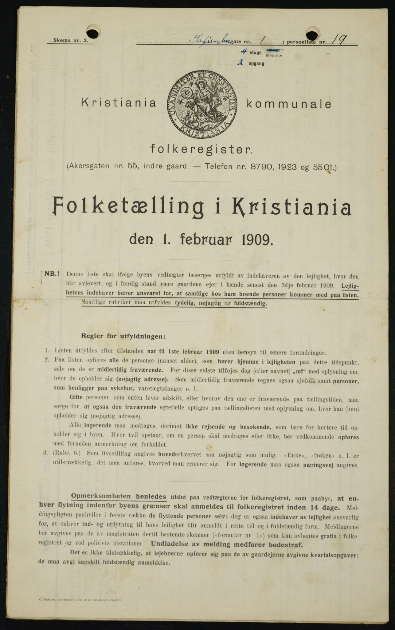 OBA, Municipal Census 1909 for Kristiania, 1909, p. 88996