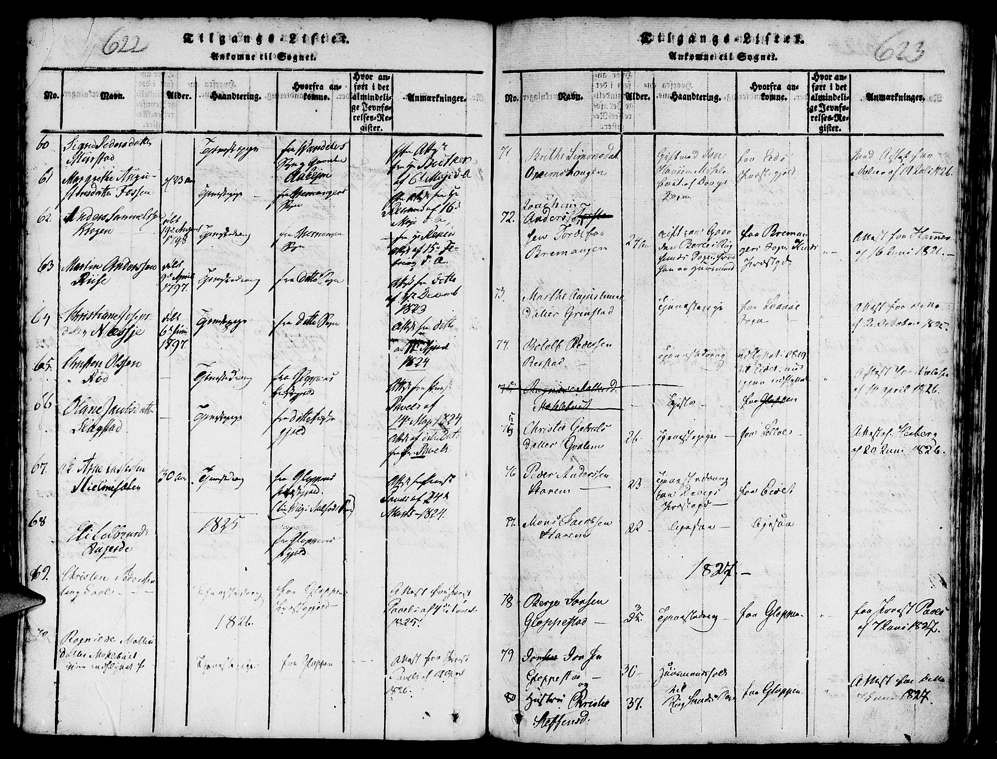 Davik sokneprestembete, SAB/A-79701/H/Haa/Haaa/L0003: Parish register (official) no. A 3, 1816-1830, p. 622-623