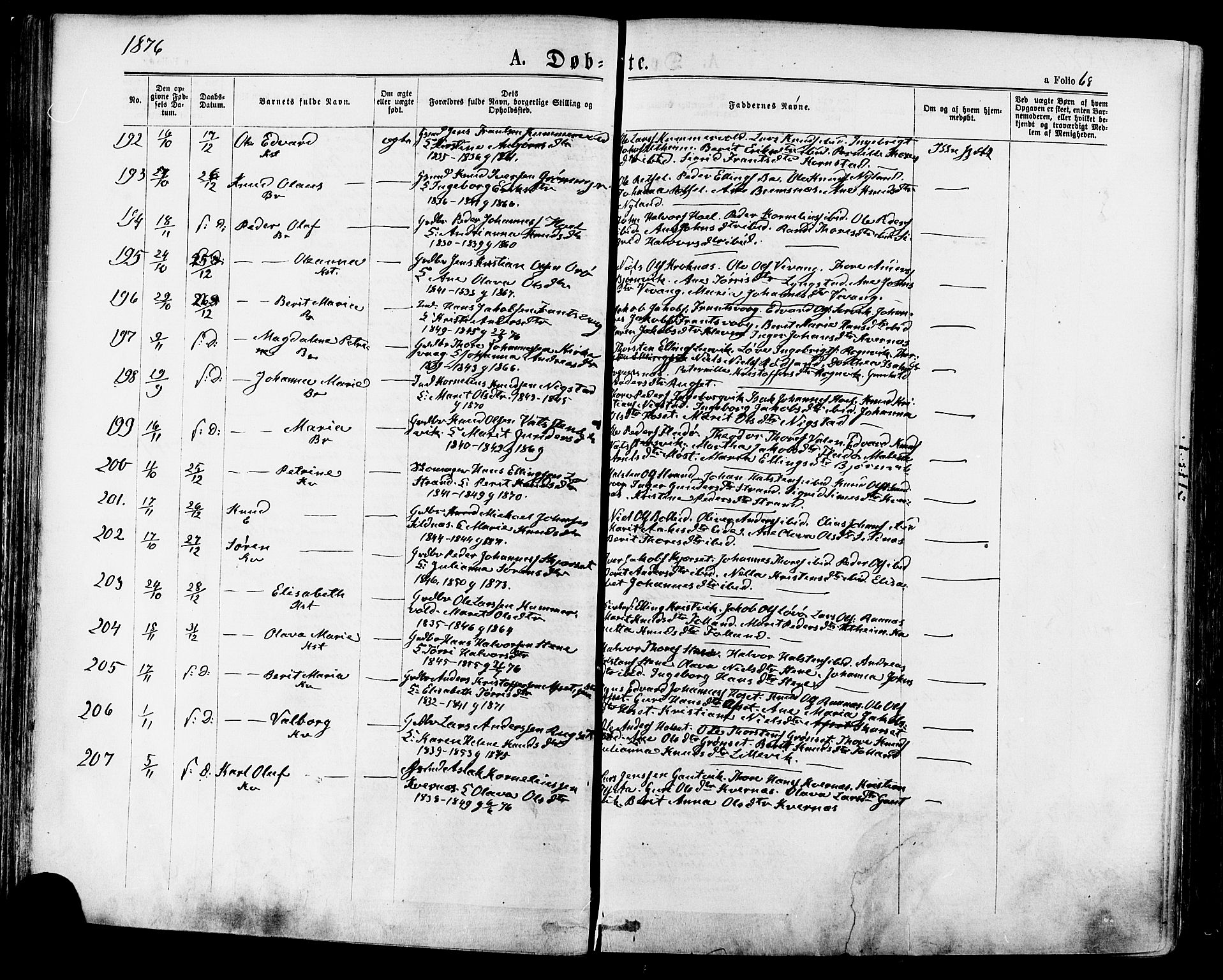 Ministerialprotokoller, klokkerbøker og fødselsregistre - Møre og Romsdal, SAT/A-1454/568/L0805: Parish register (official) no. 568A12 /1, 1869-1884, p. 68