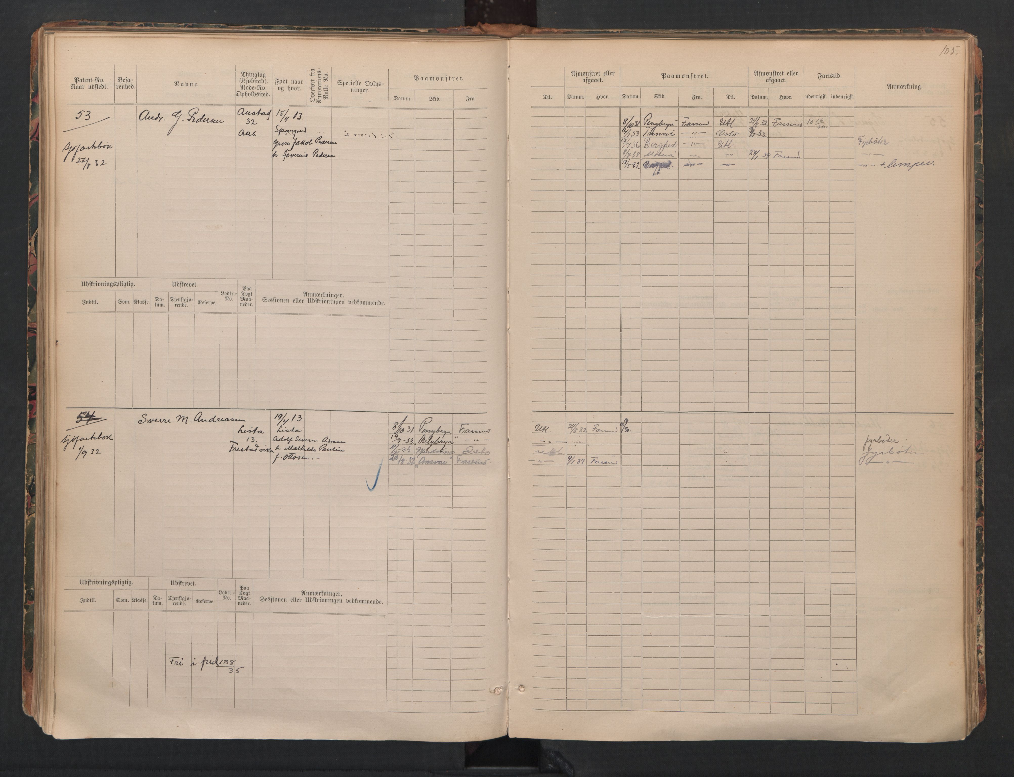 Farsund mønstringskrets, AV/SAK-2031-0017/F/Fb/L0024: Hovedrulle B nr 1-192 med register, annotasjonsrulle B nr 1-2, Z-16, 1884-1945, p. 60