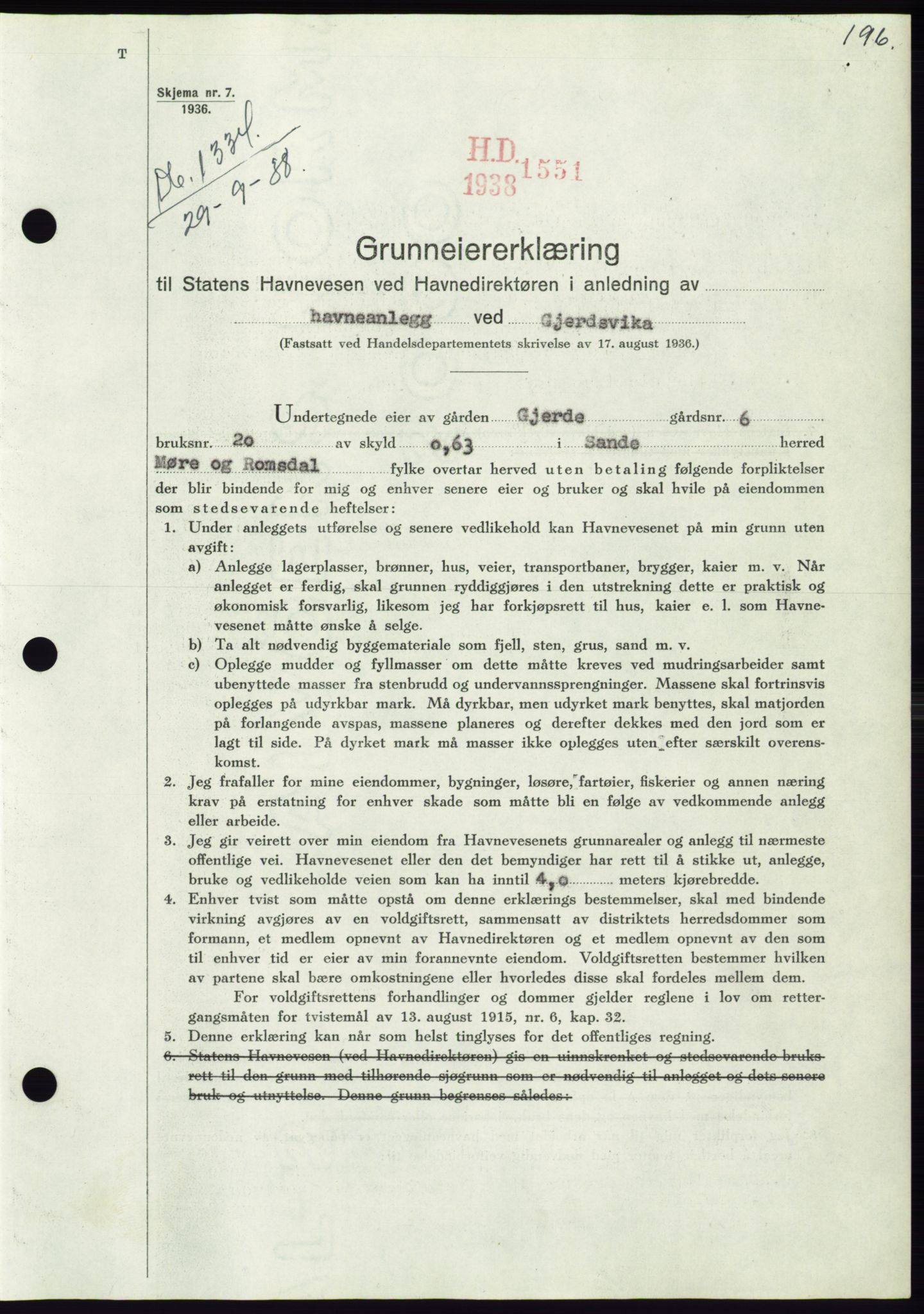 Søre Sunnmøre sorenskriveri, AV/SAT-A-4122/1/2/2C/L0066: Mortgage book no. 60, 1938-1938, Diary no: : 1334/1938